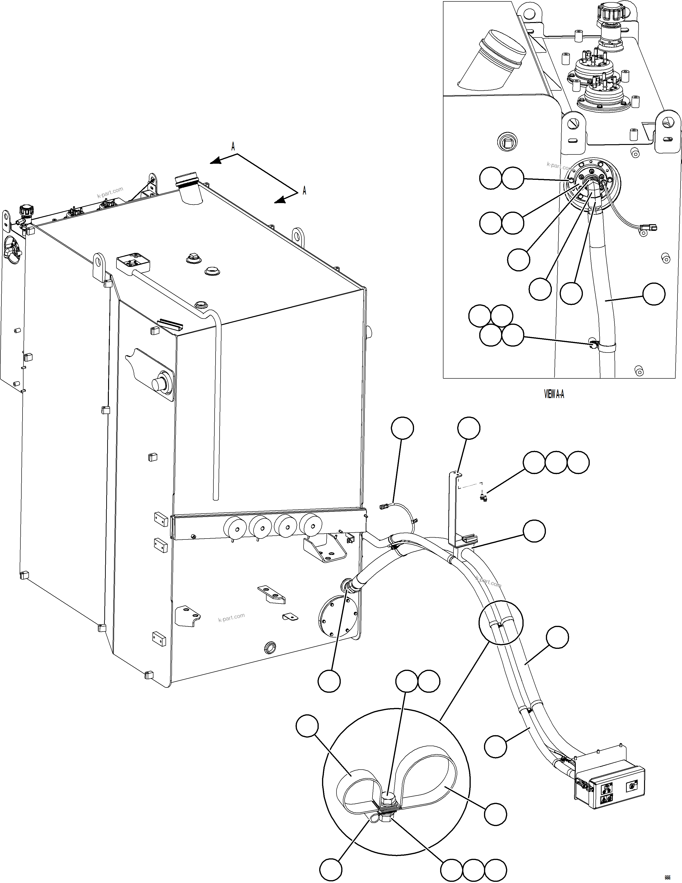 Komatsu parts book diagram for AFE77-BL 830E-5 S/N A50167 - A50168  CONUMA COAL: FUEL TANK/DEF TANK REMOTE FILL - LH    1/2