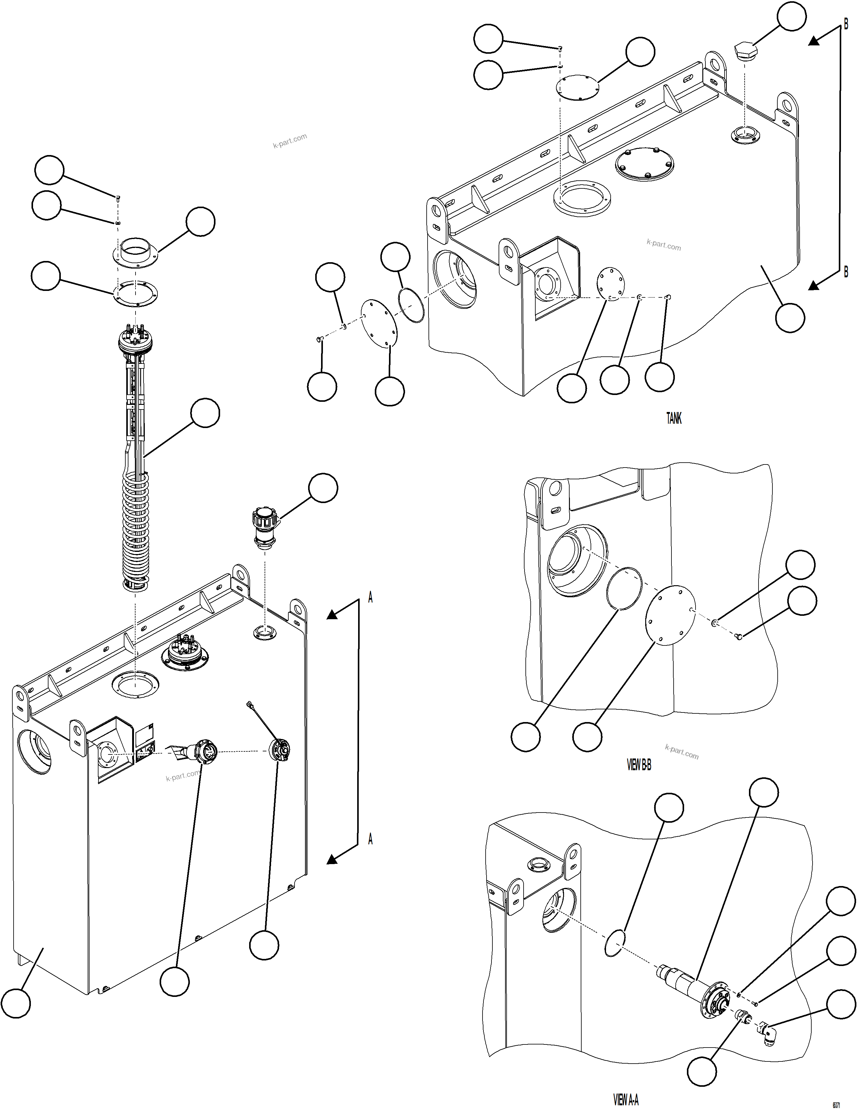 Komatsu parts book diagram for AFE77-BL 830E-5 S/N A50167 - A50168  CONUMA COAL: DEF TANK ASSEMBLY    58F-04-00940
