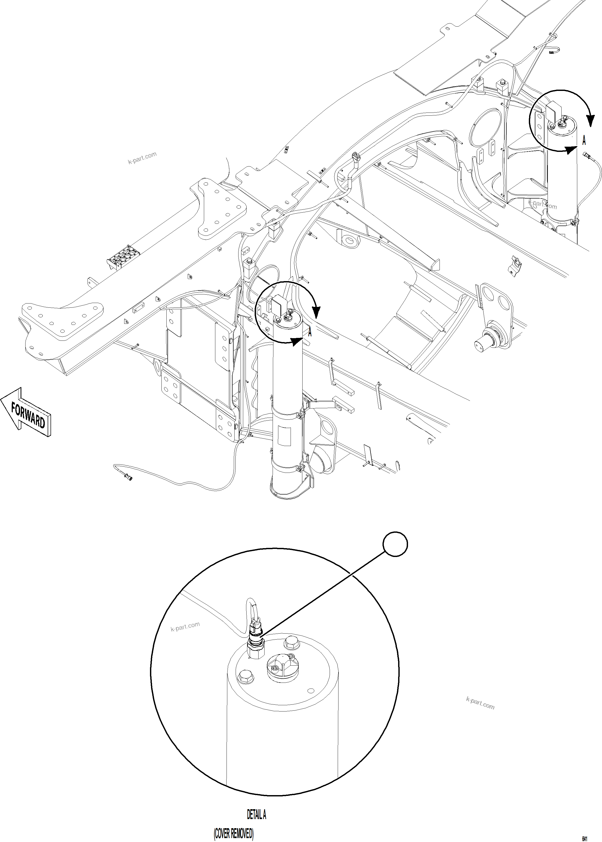 Komatsu parts book diagram for AFE77-BL 830E-5 S/N A50167 - A50168  CONUMA COAL: STEERING ACCUMULATOR PRESSURE SWITCH
