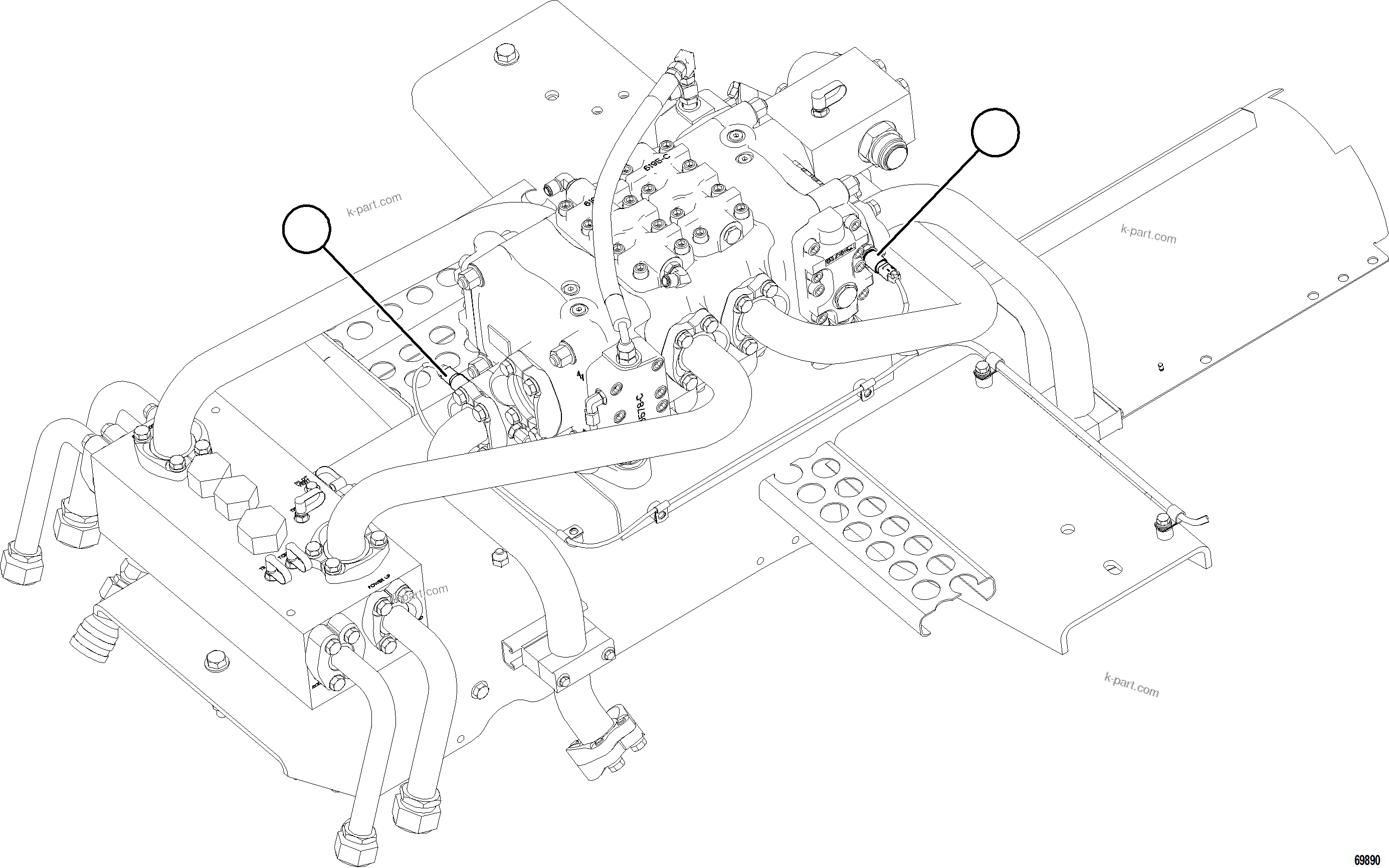 Komatsu parts book diagram for AFE77-BL 830E-5 S/N A50167 - A50168  CONUMA COAL: PUMP MODULE PRESSURE SENSORS