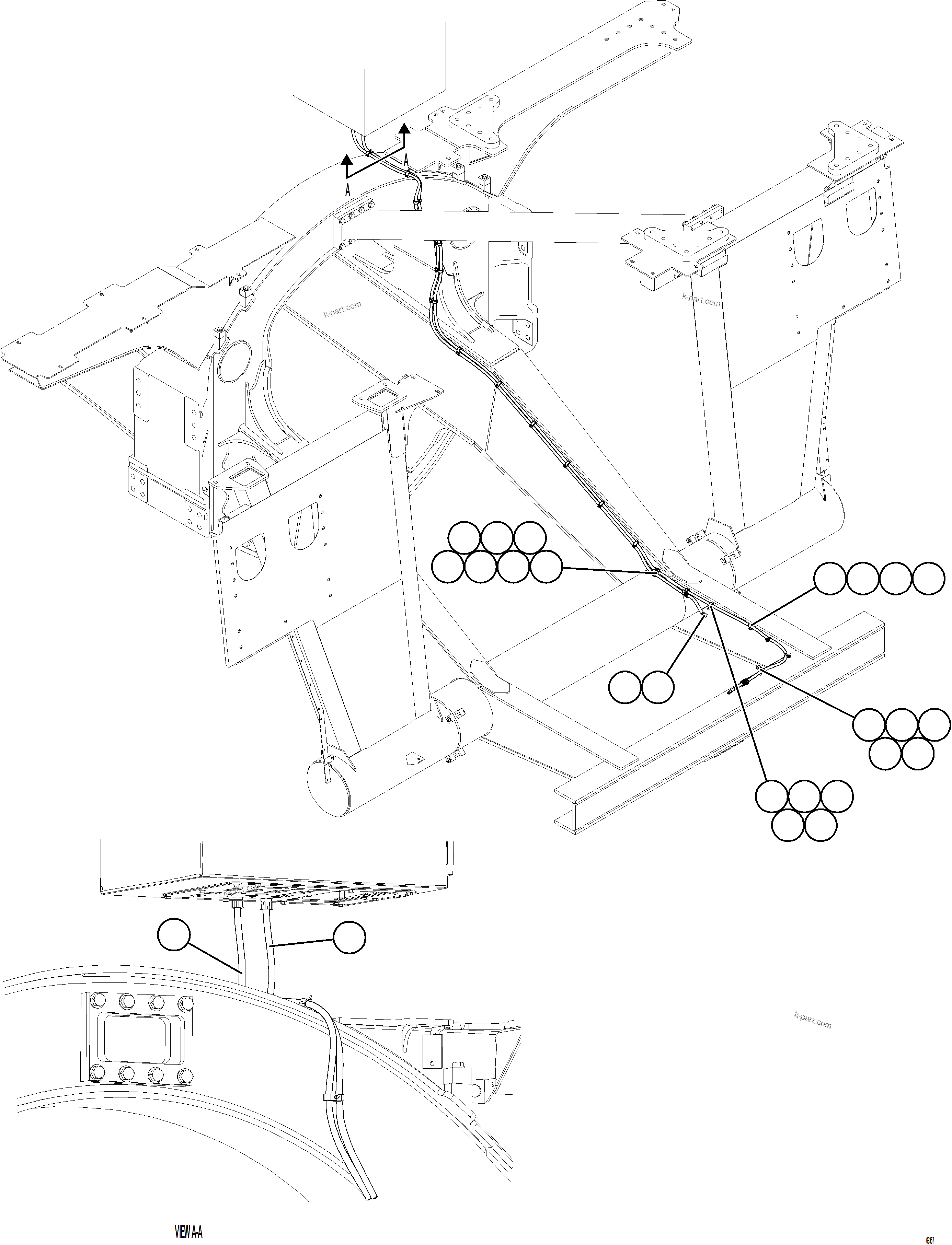 Komatsu parts book diagram for AFE77-BL 830E-5 S/N A50167 - A50168  CONUMA COAL: AUXILIARY CONTROL CABINET POWER CABLES