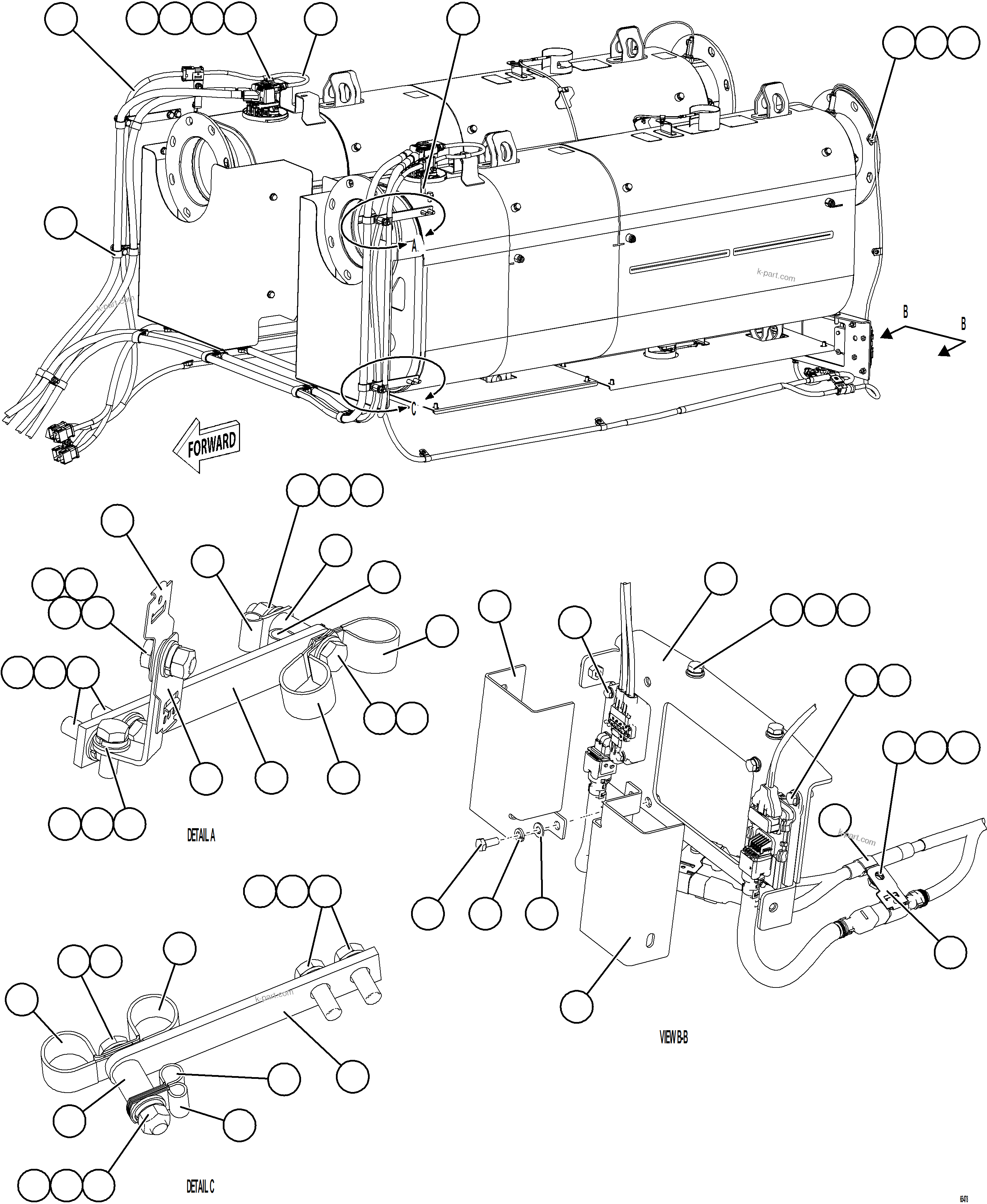 Komatsu parts book diagram for AFE77-BL 830E-5 S/N A50167 - A50168  CONUMA COAL: DEF SYSTEM WIRING    2/3
