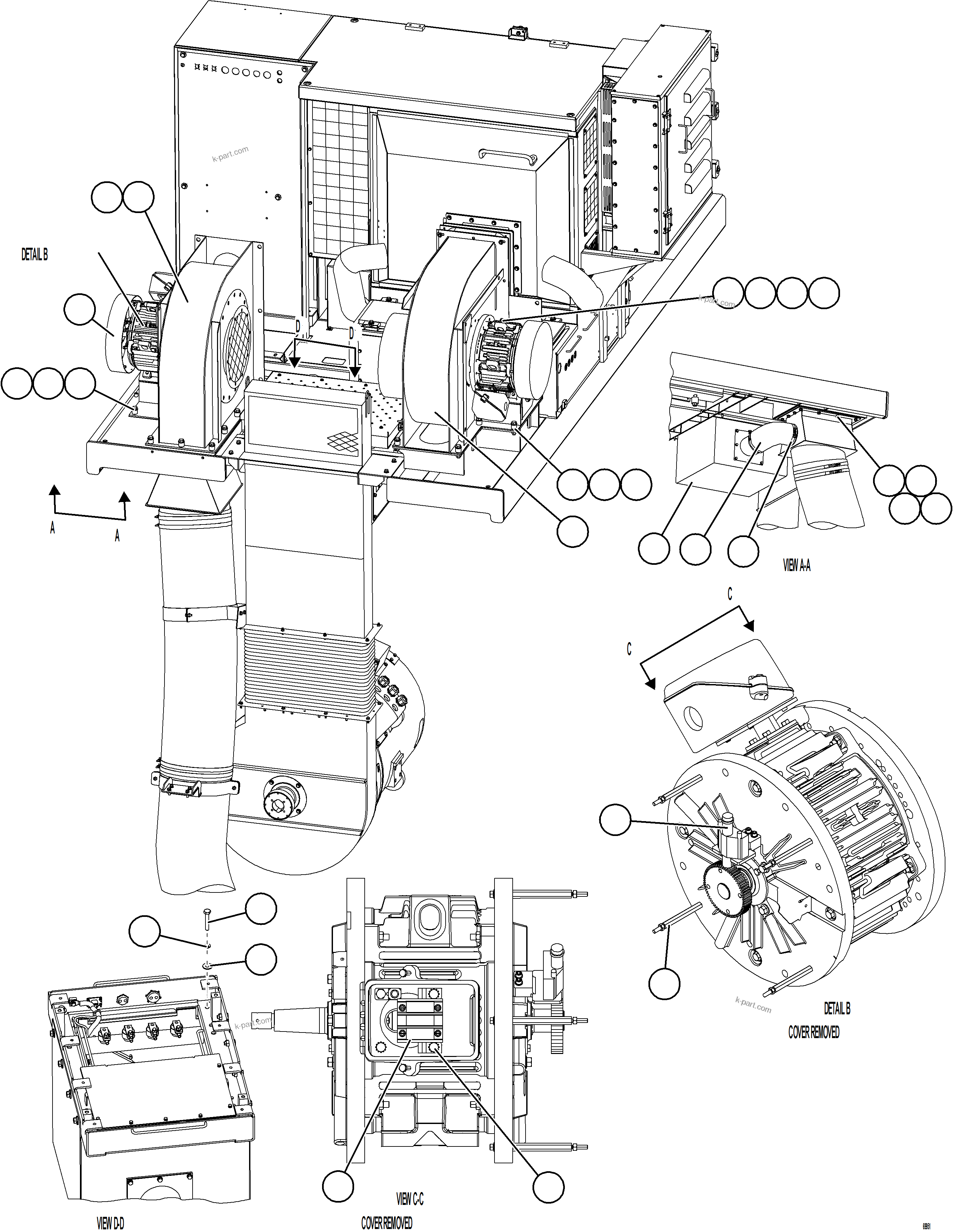 Komatsu parts book diagram for AFE77-BL 830E-5 S/N A50167 - A50168  CONUMA COAL: AUXILIARY BLOWER INSTALLATION