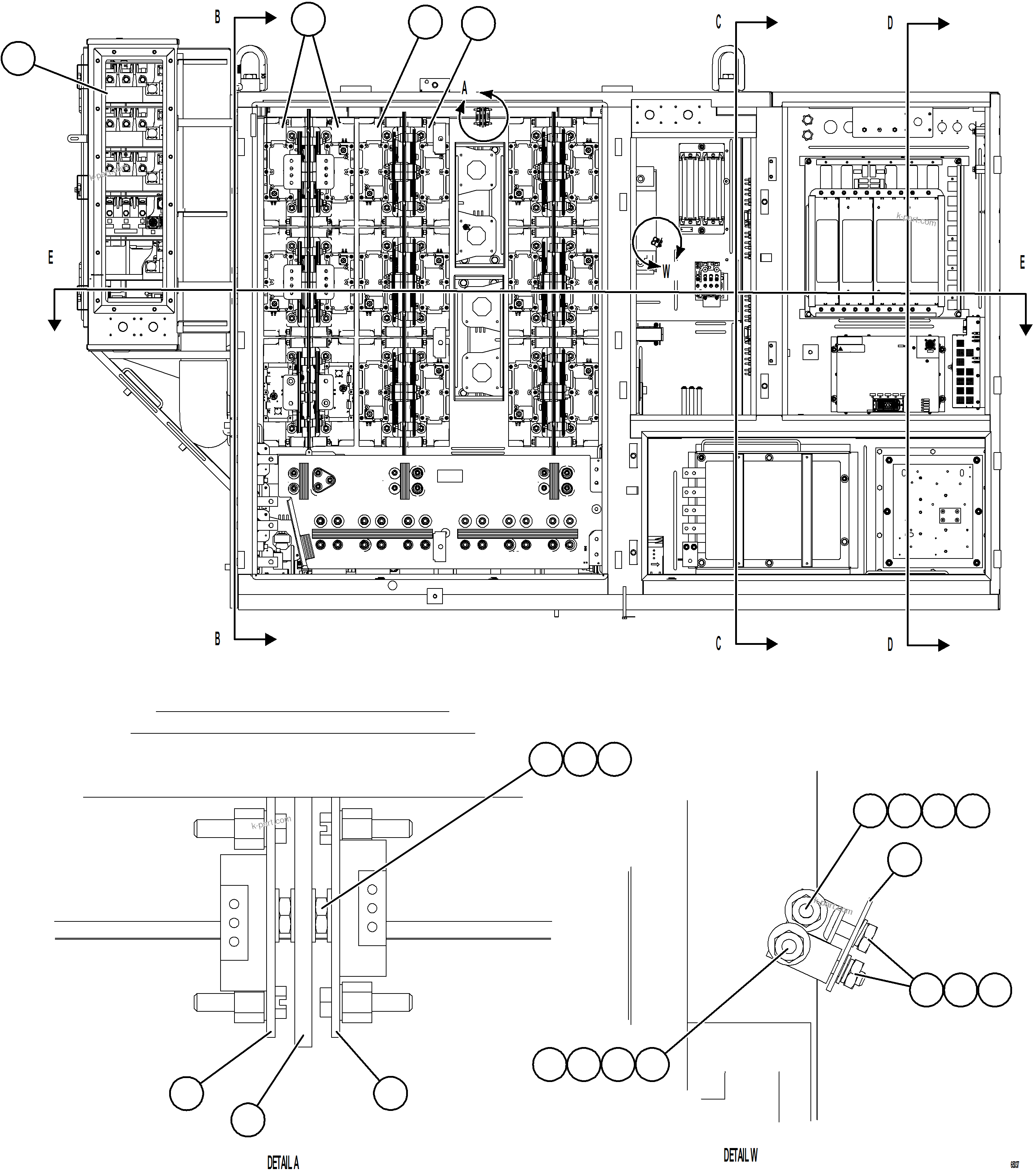 Komatsu parts book diagram for AFE77-BL 830E-5 S/N A50167 - A50168  CONUMA COAL: CONTROL CABINET    3/13    58F-43-00402