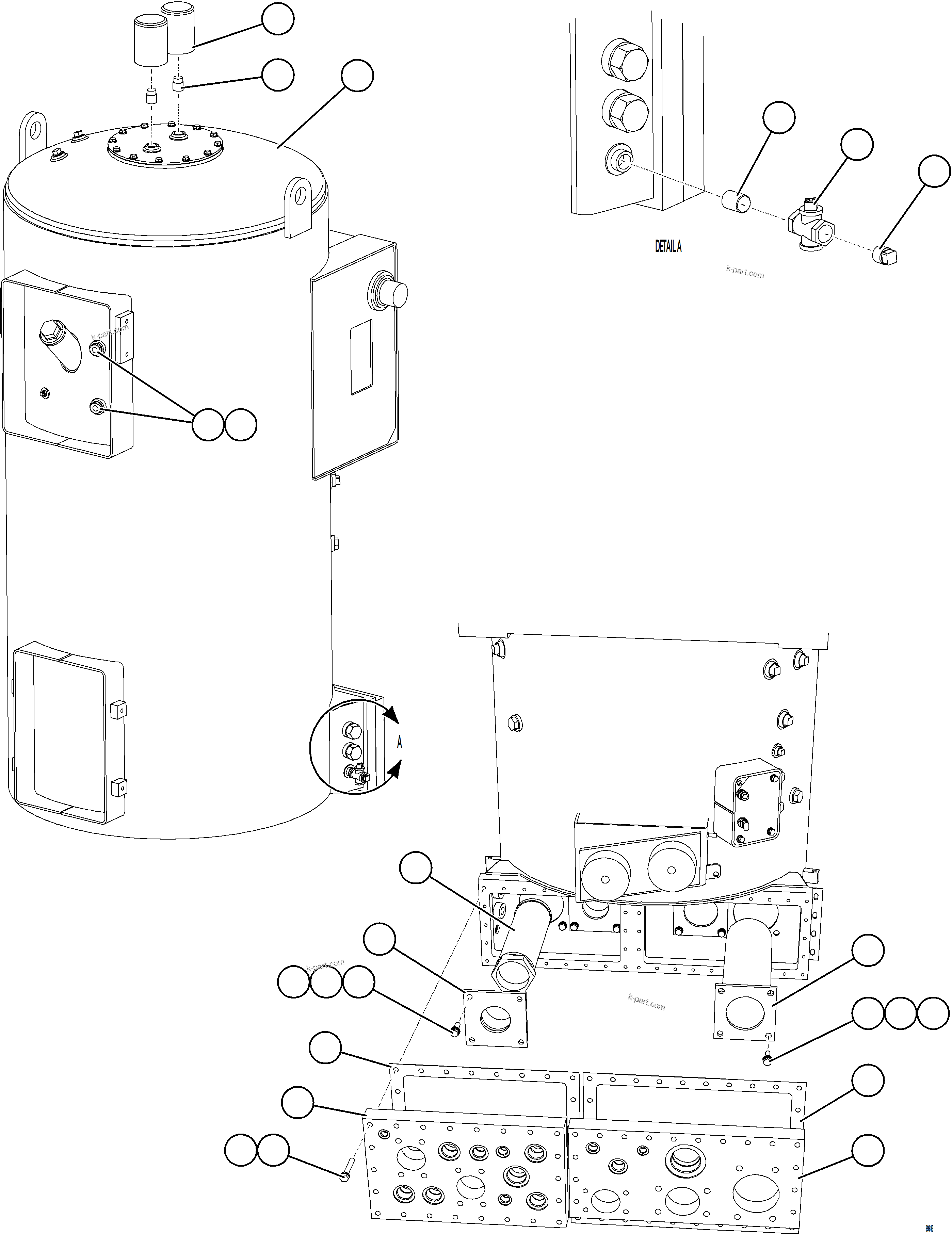 Komatsu parts book diagram for AFE77-BL 830E-5 S/N A50167 - A50168  CONUMA COAL: HYDRAULIC TANK ASSEMBLY