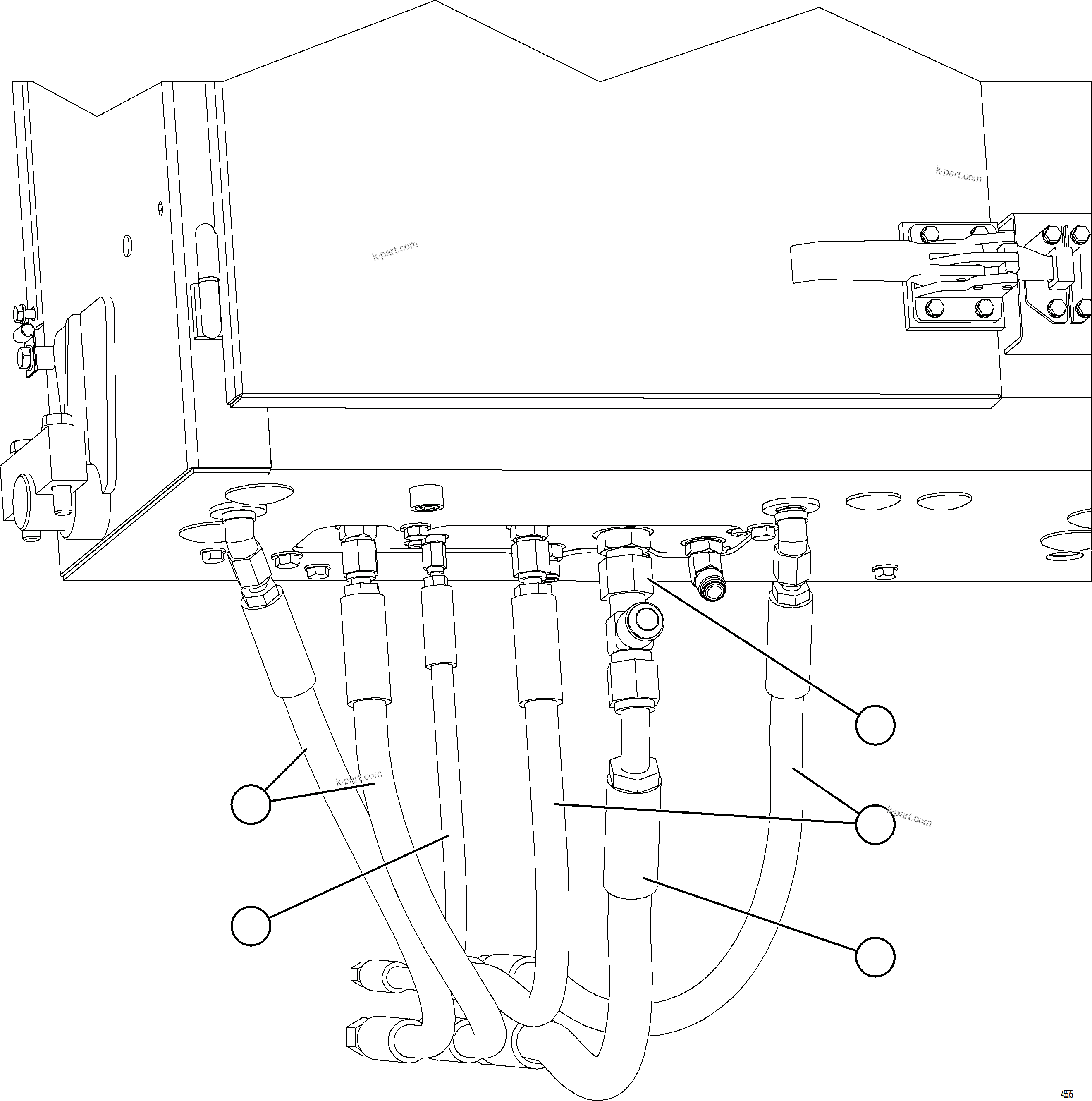 Komatsu parts book diagram for AFE77-BL 830E-5 S/N A50167 - A50168  CONUMA COAL: BRAKE MANIFOLD PIPING