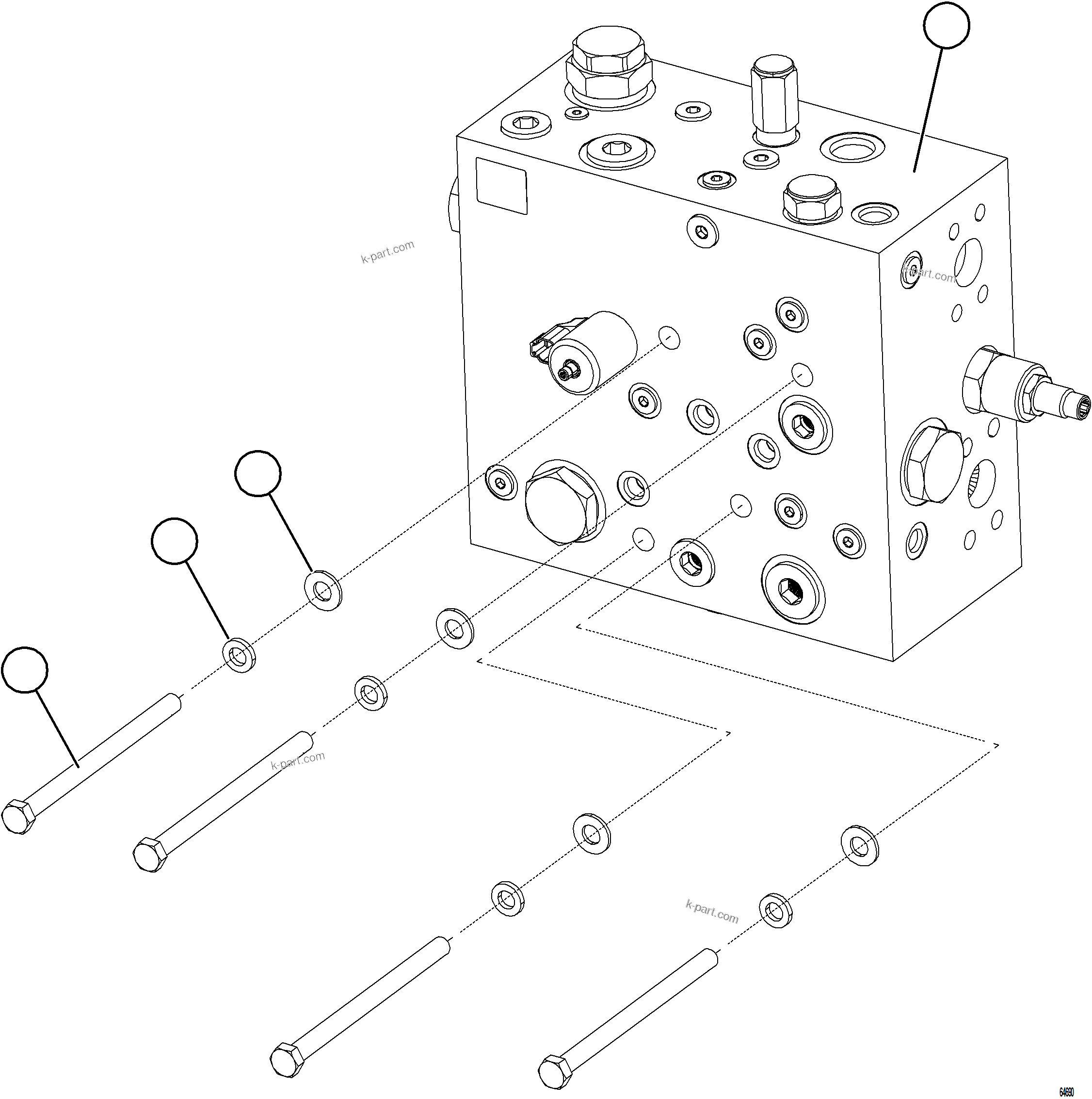 Komatsu parts book diagram for AFE77-BL 830E-5 S/N A50167 - A50168  CONUMA COAL: STEERING BLEEDDOWN MANIFOLD INSTALLATION