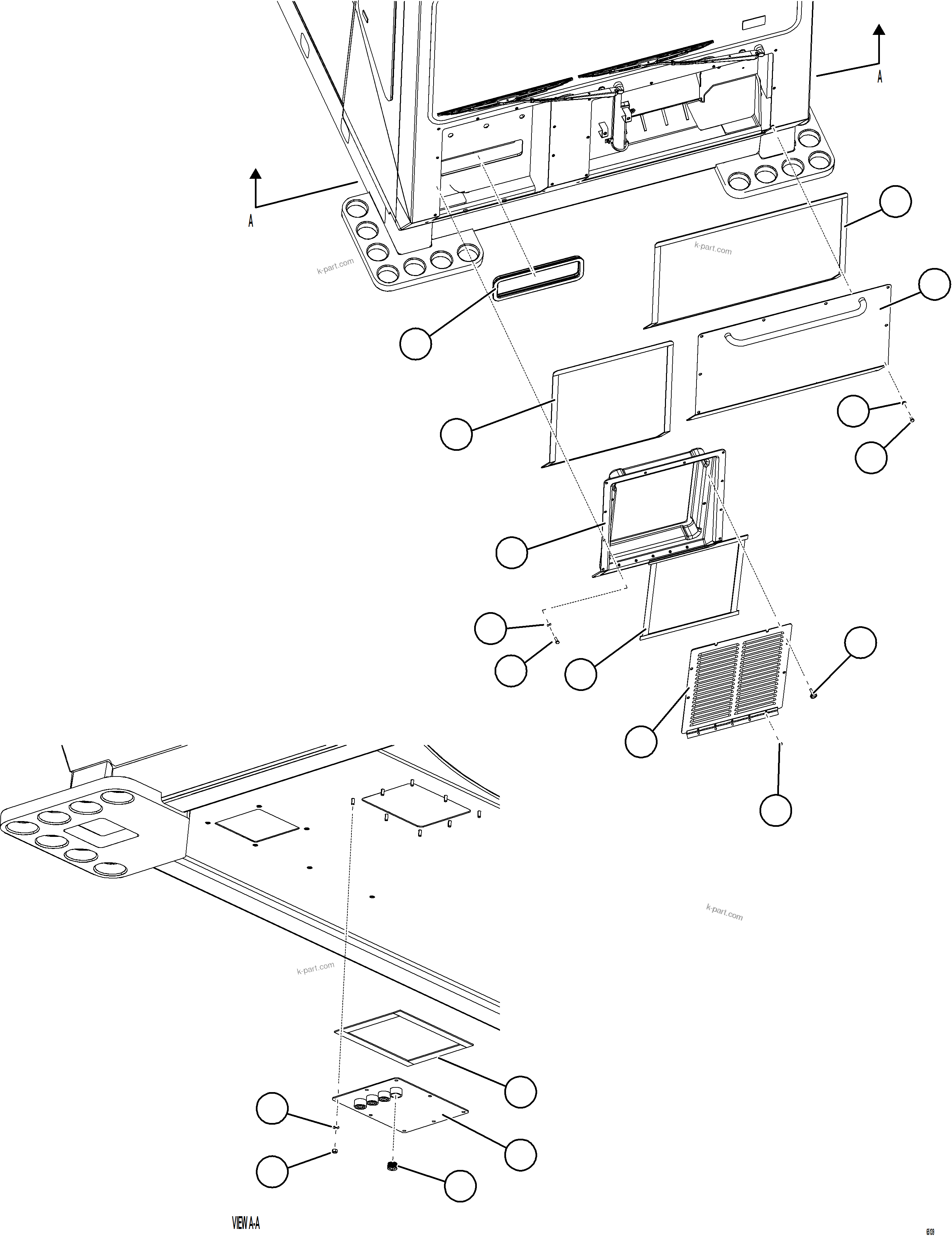 Komatsu parts book diagram for AFE77-BL 830E-5 S/N A50167 - A50168  CONUMA COAL: CAB EXTERNAL COVERS