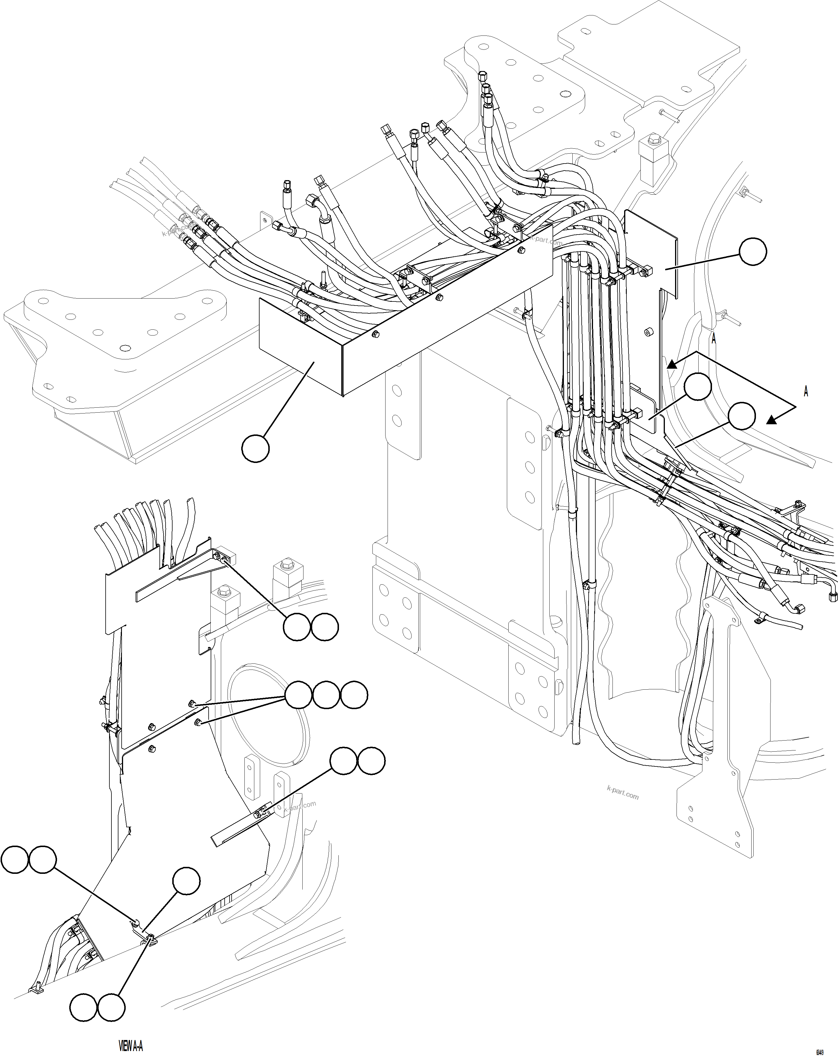 Komatsu parts book diagram for AFE77-BL 830E-5 S/N A50167 - A50168  CONUMA COAL: HYDRAULIC HOSE SHIELDS