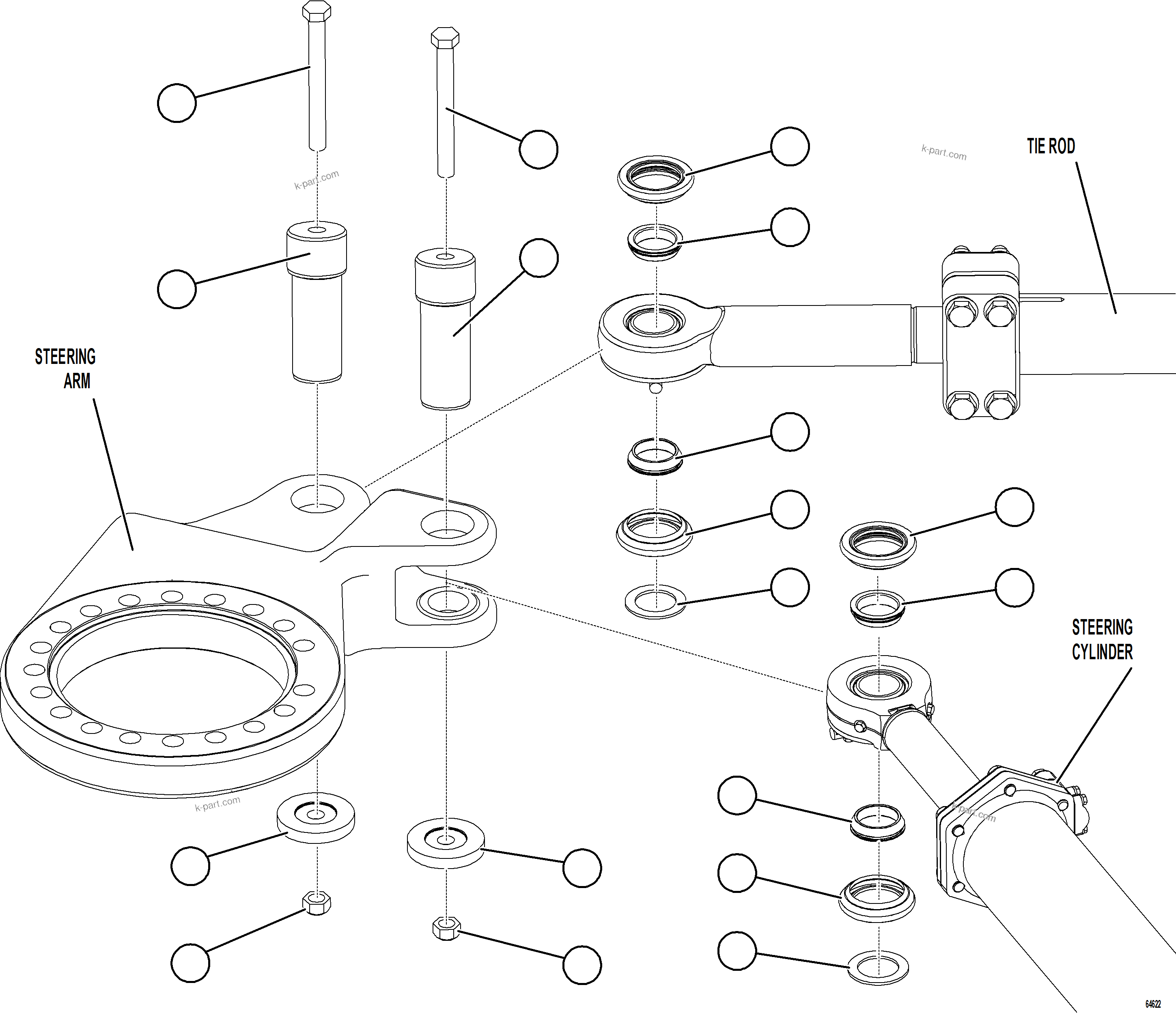 Komatsu parts book diagram for AFE77-BL 830E-5 S/N A50167 - A50168  CONUMA COAL: STEERING ARM PIN JOINTS