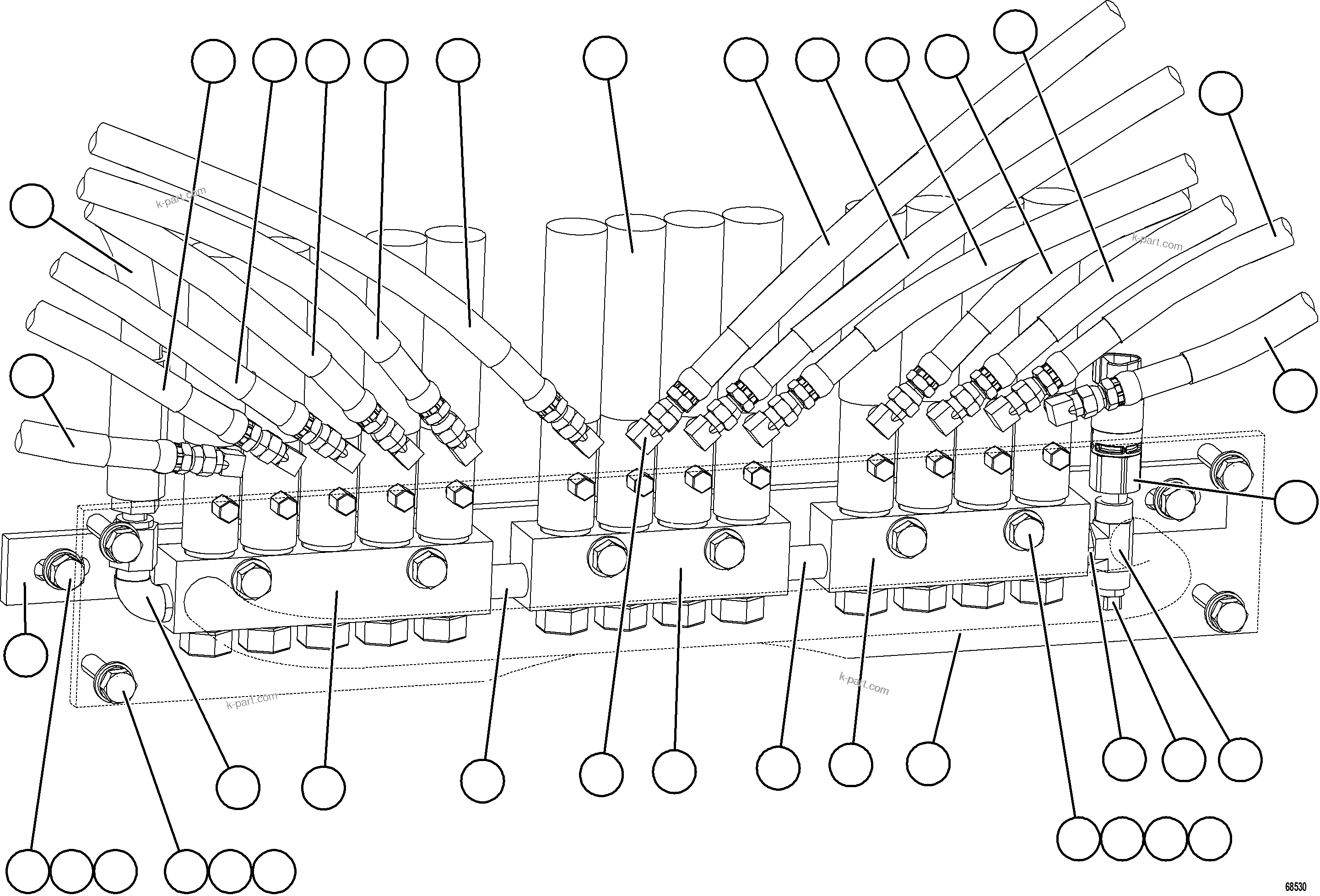 Komatsu parts book diagram for AFE77-BL 830E-5 S/N A50167 - A50168  CONUMA COAL: AUTOMATIC LUBRICATION SYSTEM PIPING - REAR    1/2