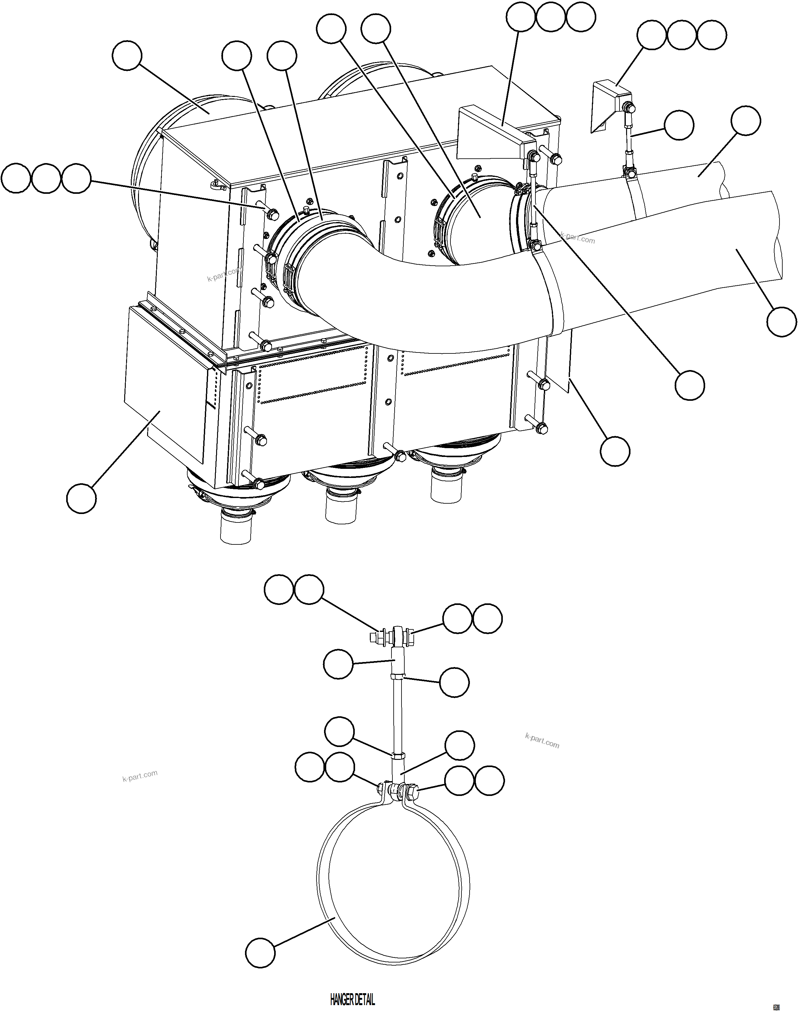 Komatsu parts book diagram for AFE77-BU 830E-5 S/N A50216 - A50217  KCH: AIR CLEANER PIPING & INSTALLATION - LH    2/2
