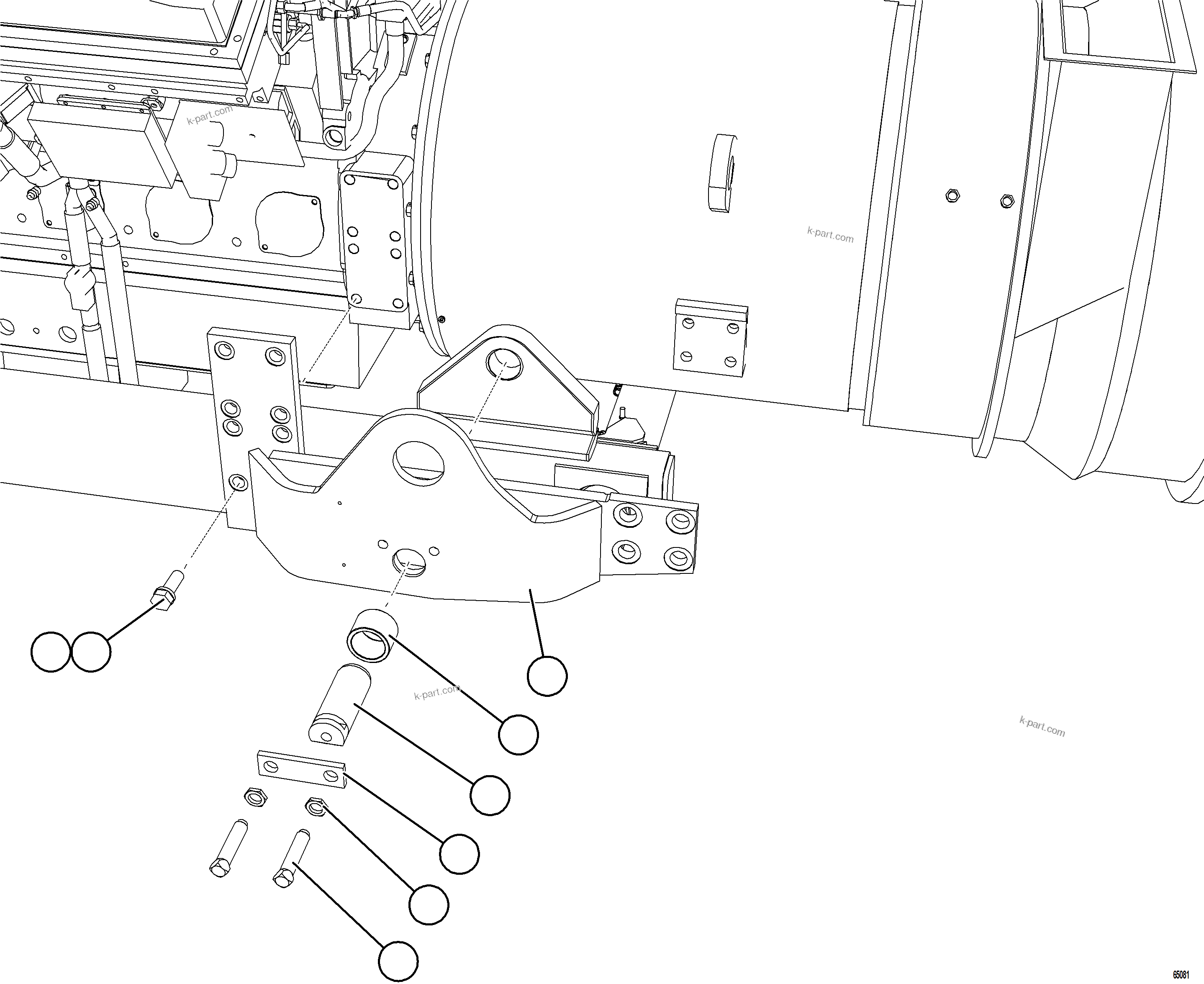 Komatsu parts book diagram for AFE77-BU 830E-5 S/N A50216 - A50217  KCH: ENGINE CRADLE INSTALLATION    1/2