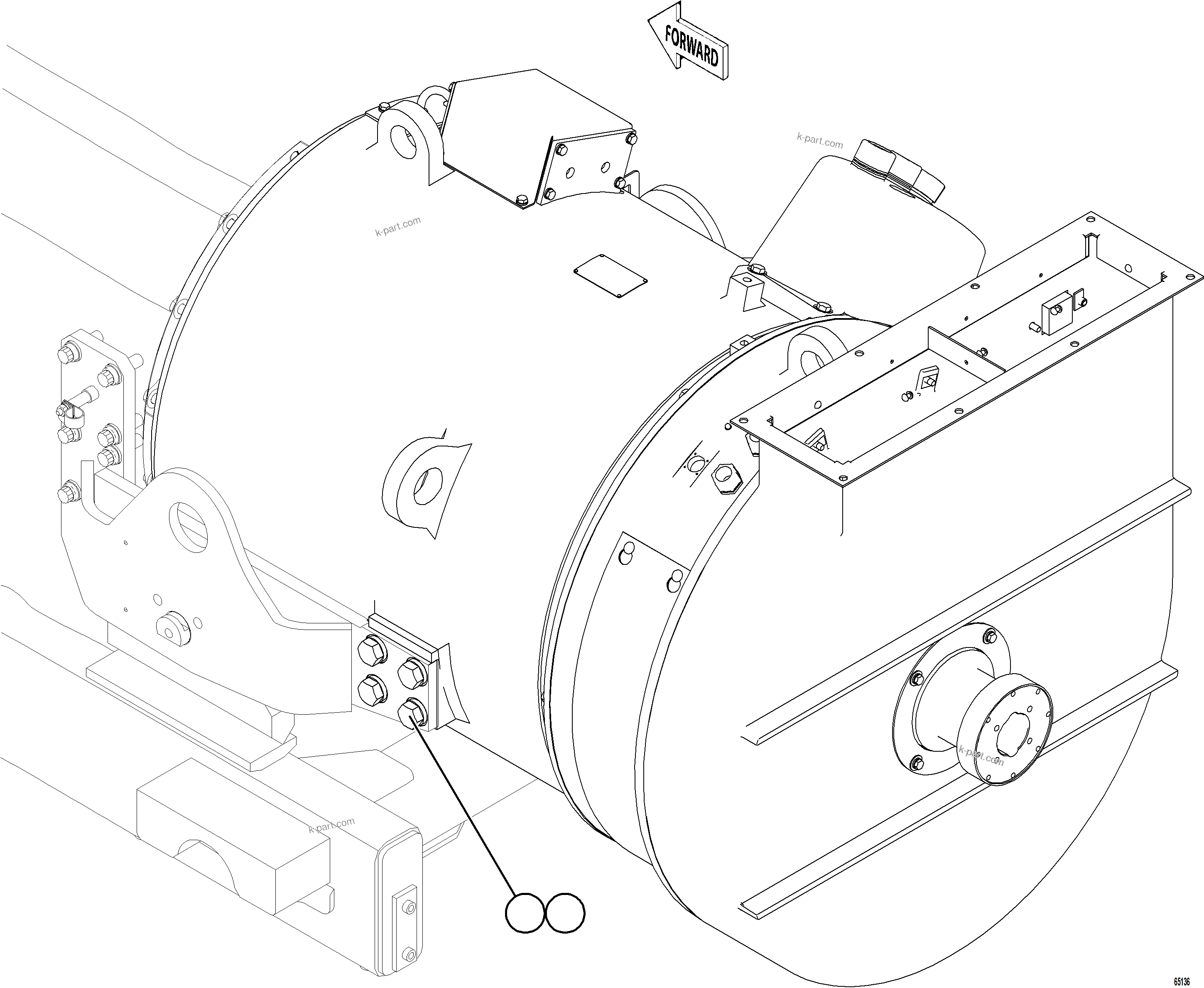 Komatsu parts book diagram for AFE77-BU 830E-5 S/N A50216 - A50217  KCH: ENGINE CRADLE INSTALLATION    2/2