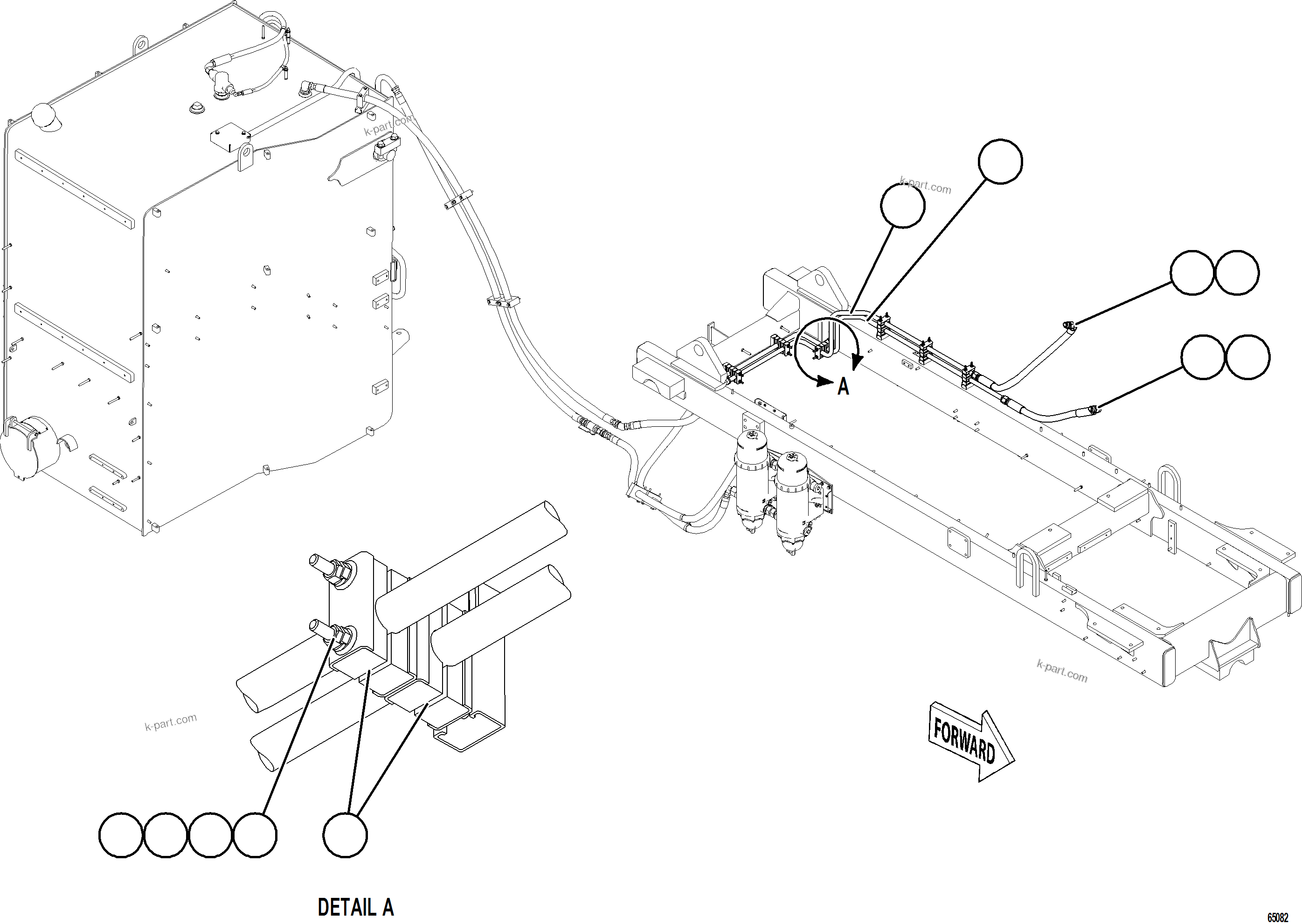Komatsu parts book diagram for AFE77-BU 830E-5 S/N A50216 - A50217  KCH: FUEL SYSTEM PIPING    4/4