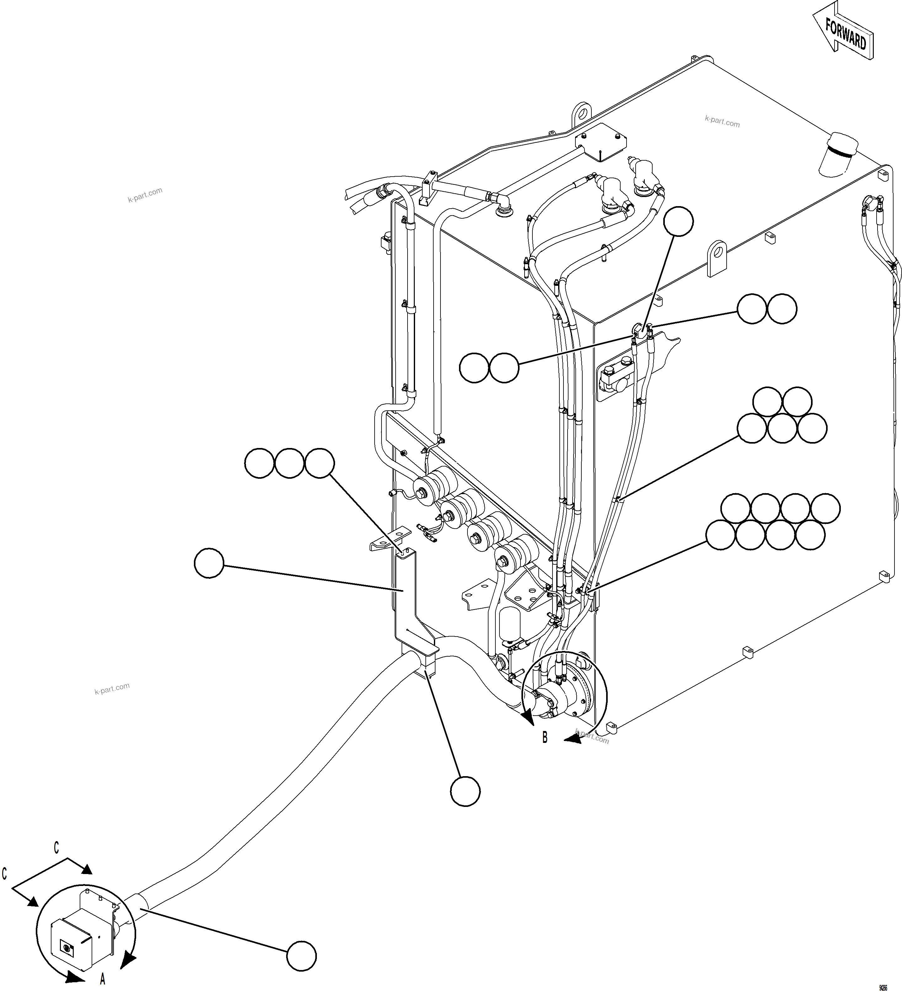 Komatsu parts book diagram for AFE77-BU 830E-5 S/N A50216 - A50217  KCH: FUEL TANK REMOTE FILL - LH    1/2