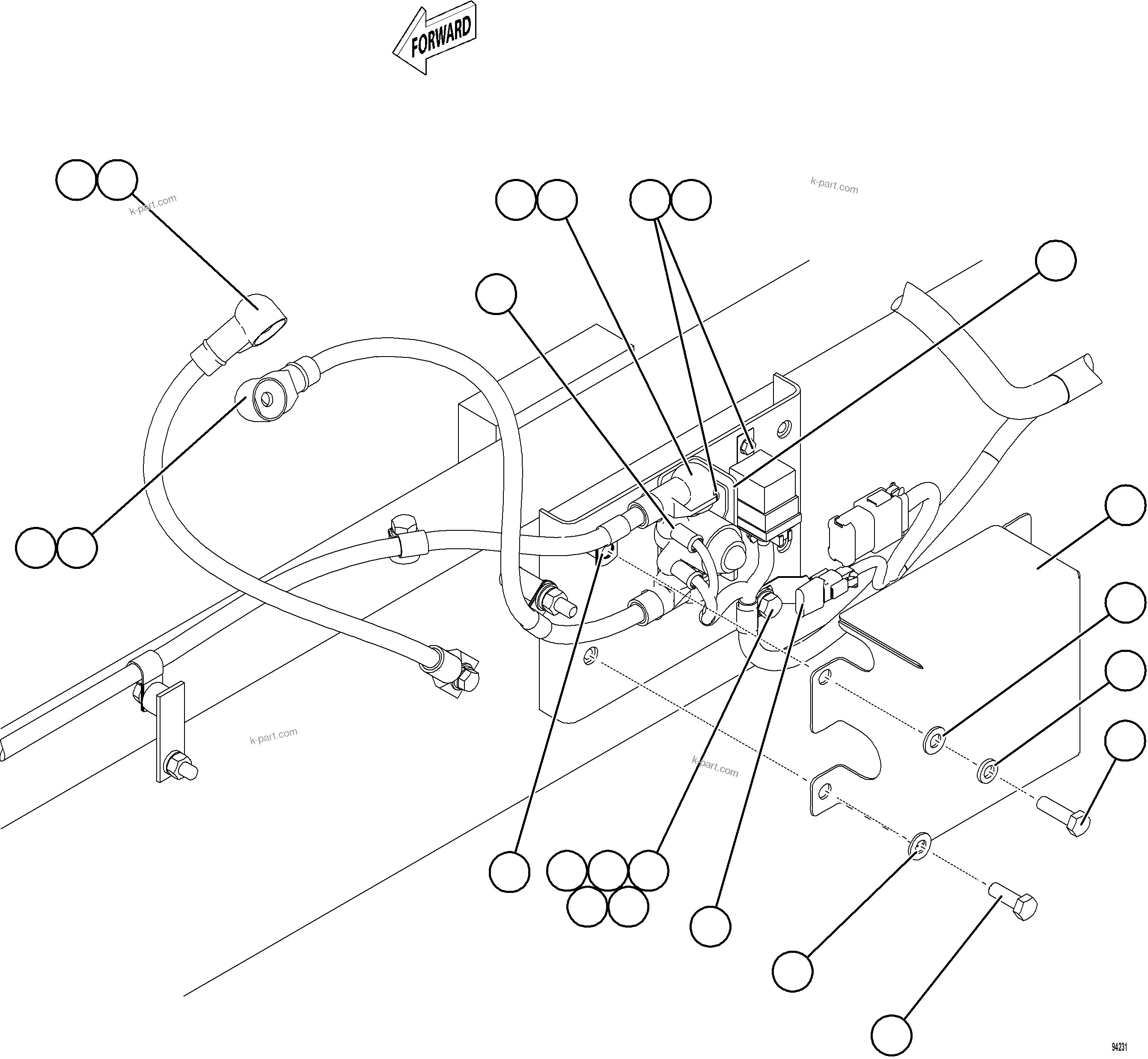 Komatsu parts book diagram for AFE77-BU 830E-5 S/N A50216 - A50217  KCH: ENGINE PRELUBE WIRING    2/2