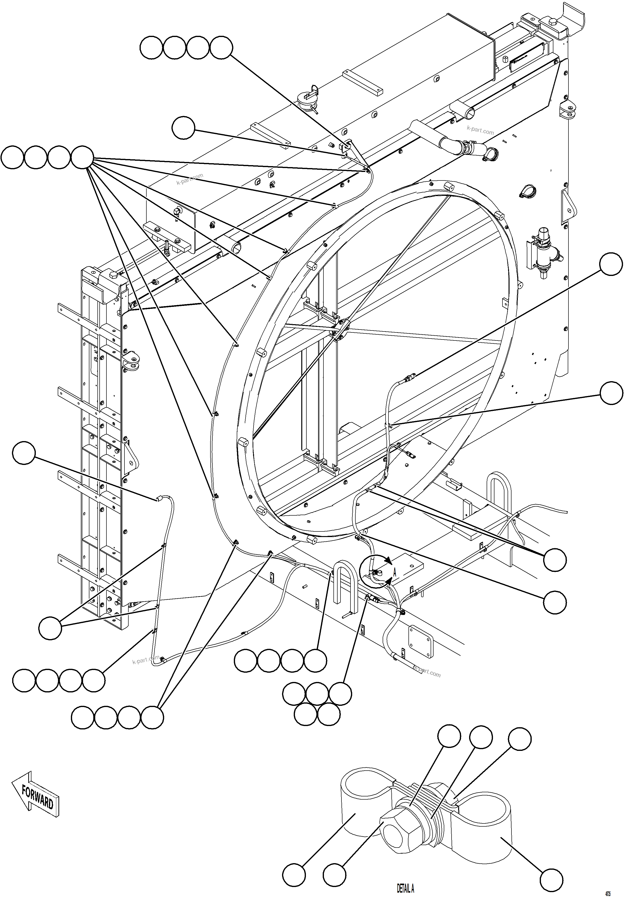Komatsu parts book diagram for AFE77-BU 830E-5 S/N A50216 - A50217  KCH: EXTERNAL ENGINE WIRING HARNESS INSTALLATION    4/4
