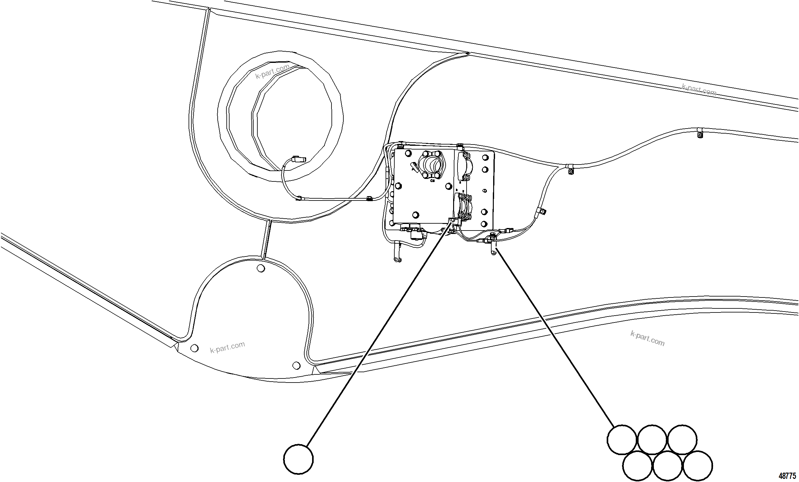 Komatsu parts book diagram for AFE77-BU 830E-5 S/N A50216 - A50217  KCH: LEFT REAR FRAME RAIL HARNESS    2/2