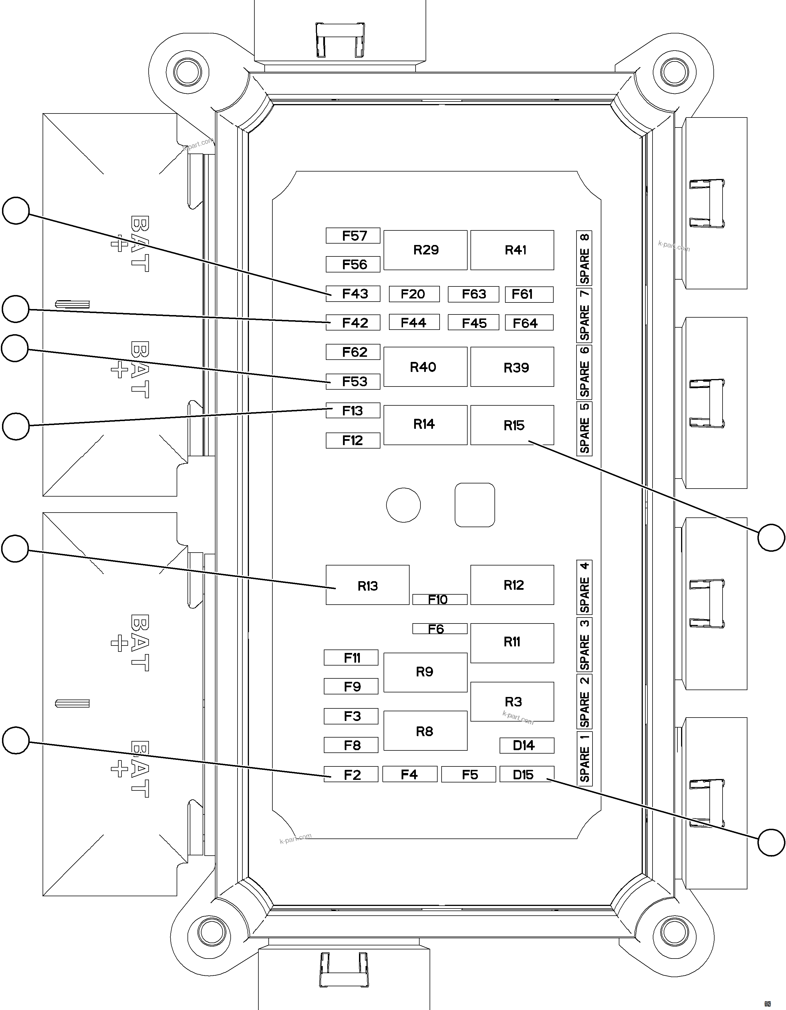 Komatsu parts book diagram for AFE77-BU 830E-5 S/N A50216 - A50217  KCH: VEHICLE ELECTRICAL CENTER VEC-89    58E-06-02043