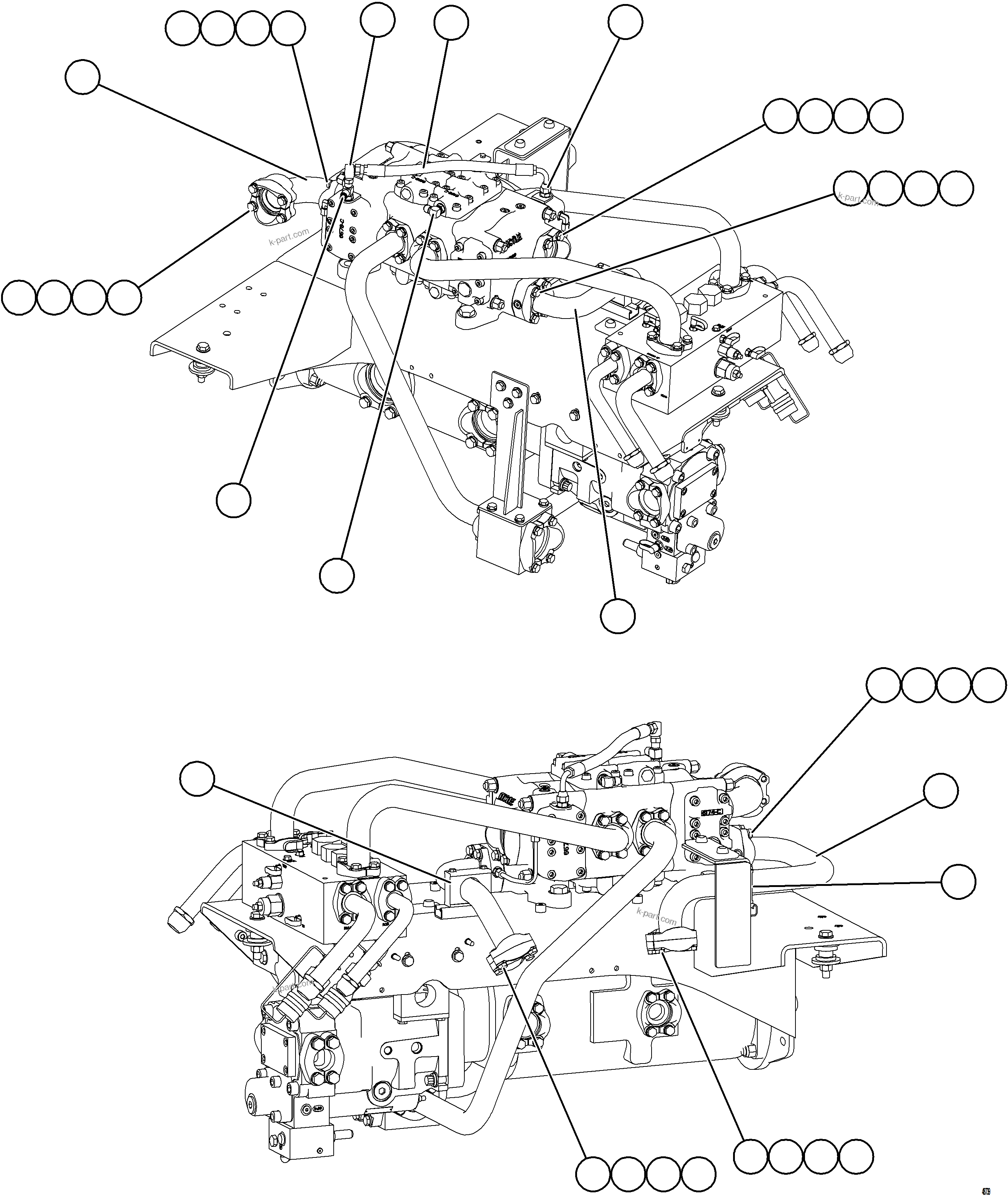 Komatsu parts book diagram for AFE77-BU 830E-5 S/N A50216 - A50217  KCH: VALVE/PUMP MODULE PIPING    2/3