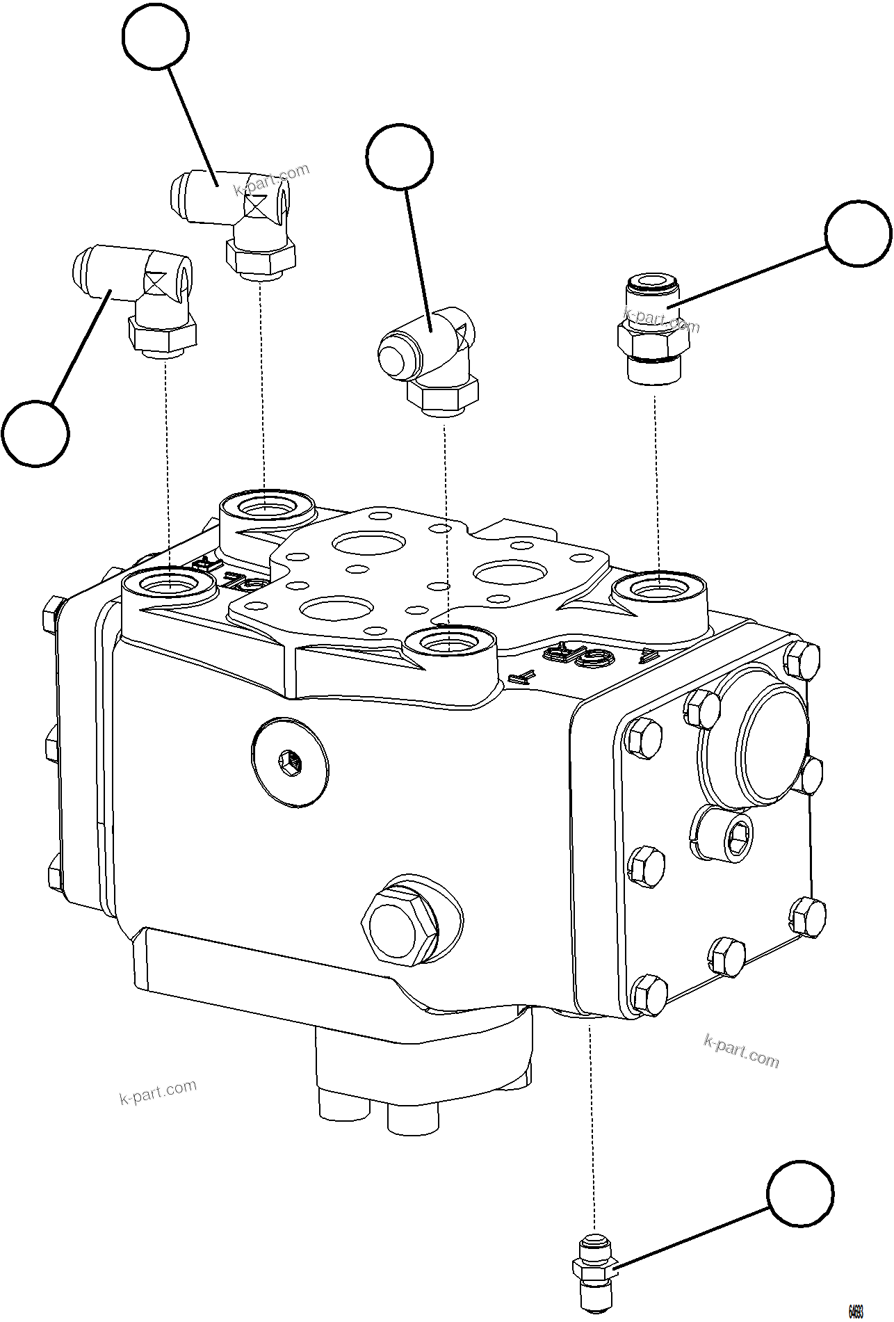 Komatsu parts book diagram for AFE77-BU 830E-5 S/N A50216 - A50217  KCH: FLOW AMPLIFIER HOSE FITTINGS