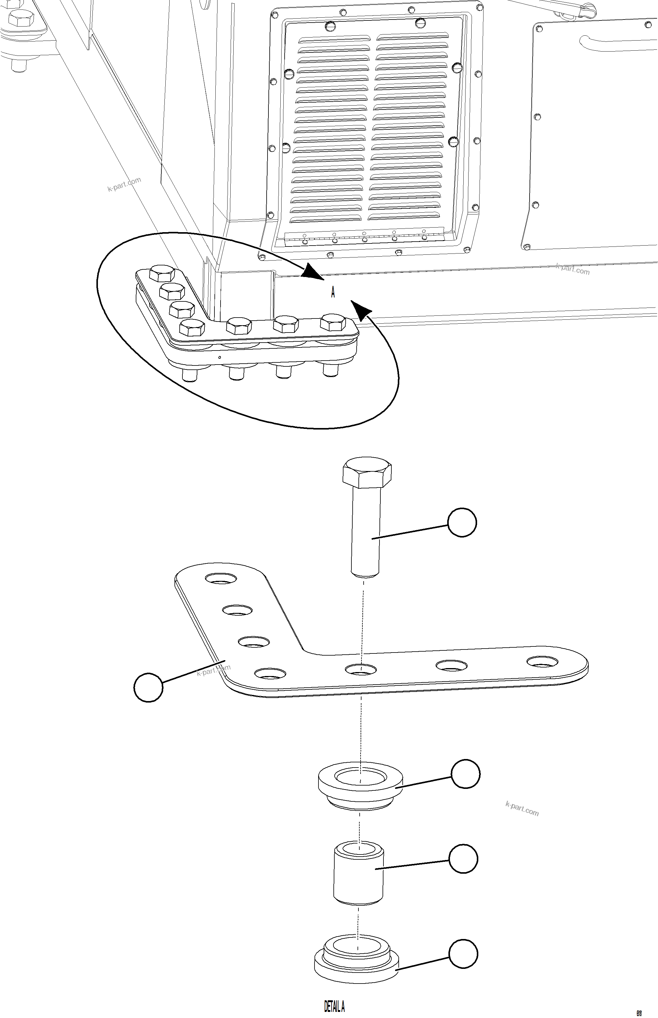 Komatsu parts book diagram for AFE77-BU 830E-5 S/N A50216 - A50217  KCH: CAB MOUNTING HARDWARE