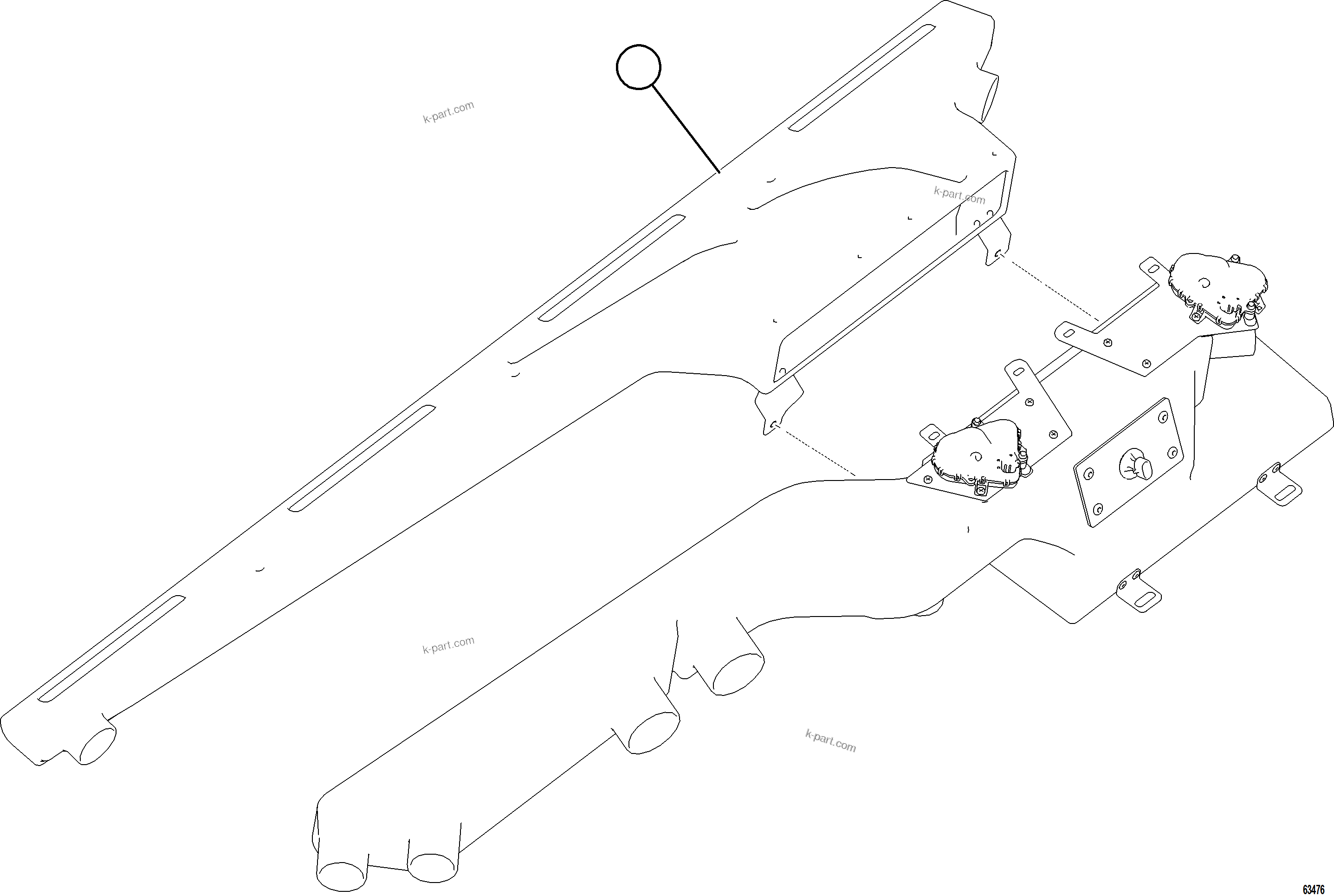 Komatsu parts book diagram for AFE77-BU 830E-5 S/N A50216 - A50217  KCH: HVAC DEFROST DUCT ASSEMBLY    58E-98-20031