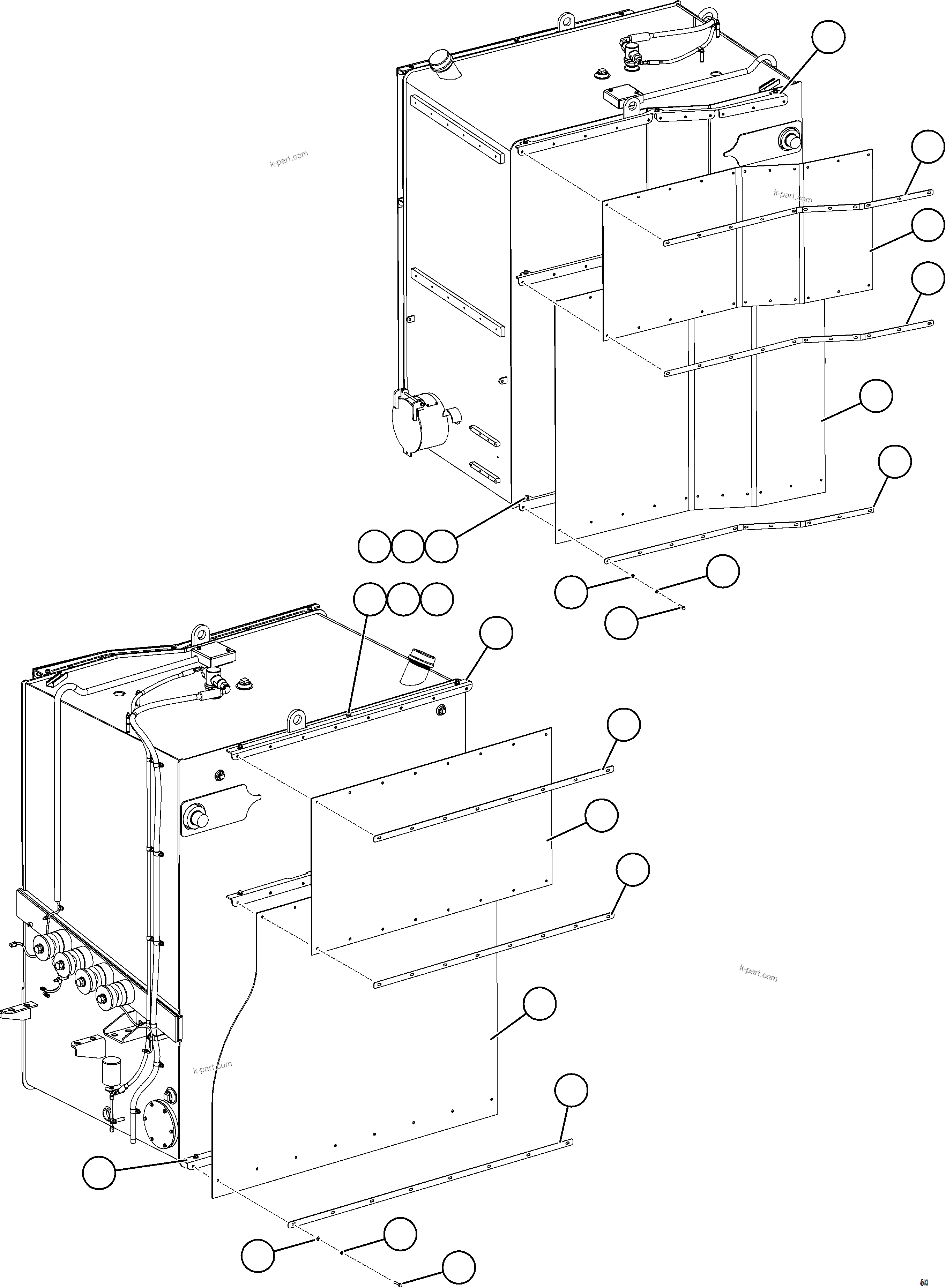 Komatsu parts book diagram for AFE77-BU 830E-5 S/N A50216 - A50217  KCH: FUEL TANK MUD FLAPS (OPTIONAL)