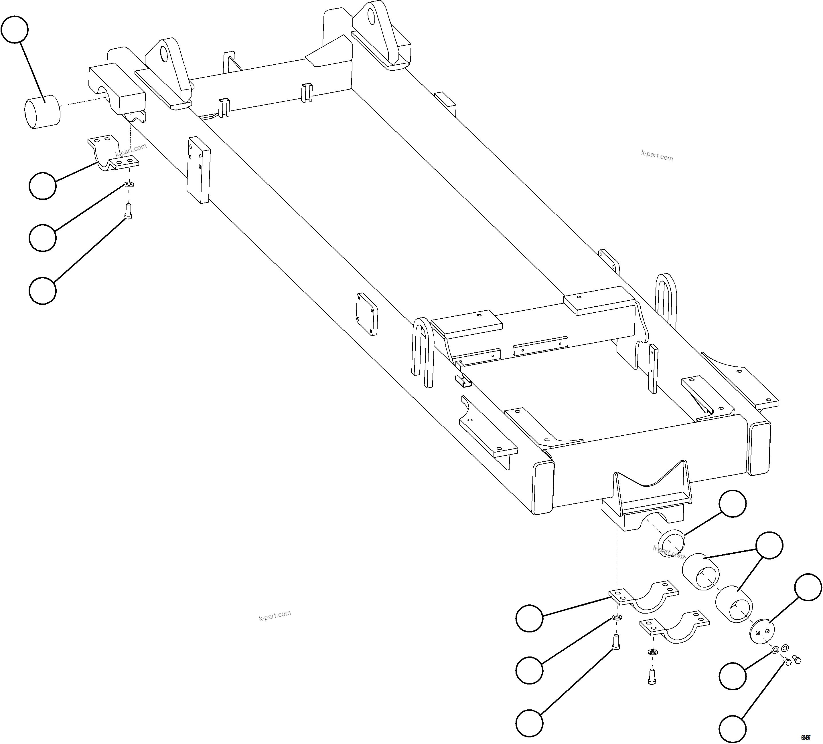 Komatsu parts book diagram for AFE77-CN 830E-5 S/N A50294 - A50295  SMS: ENGINE AND SUB-FRAME MOUNTS    1/2