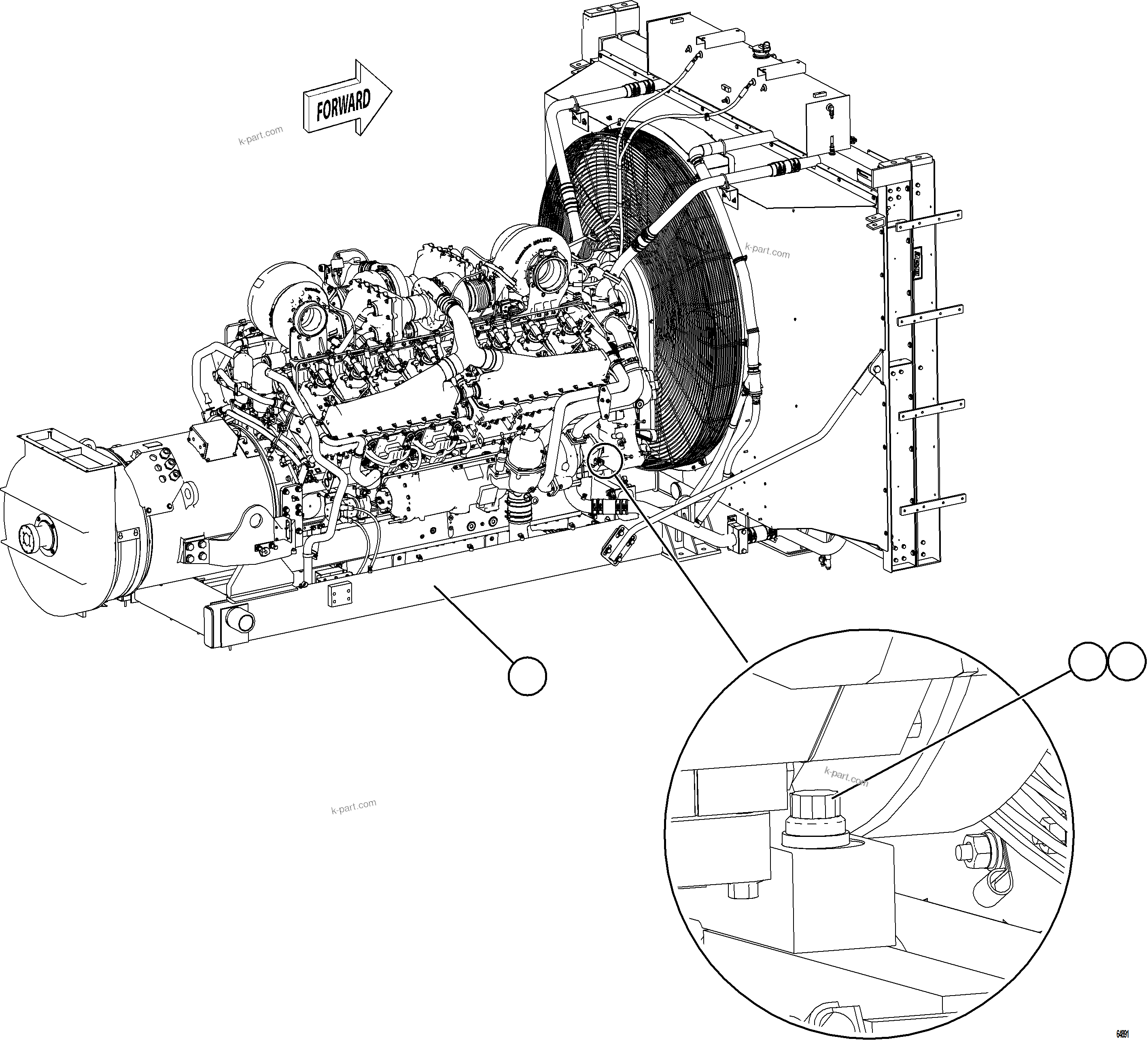 Komatsu parts book diagram for AFE77-CN 830E-5 S/N A50294 - A50295  SMS: ENGINE AND SUB-FRAME MOUNTS    2/2