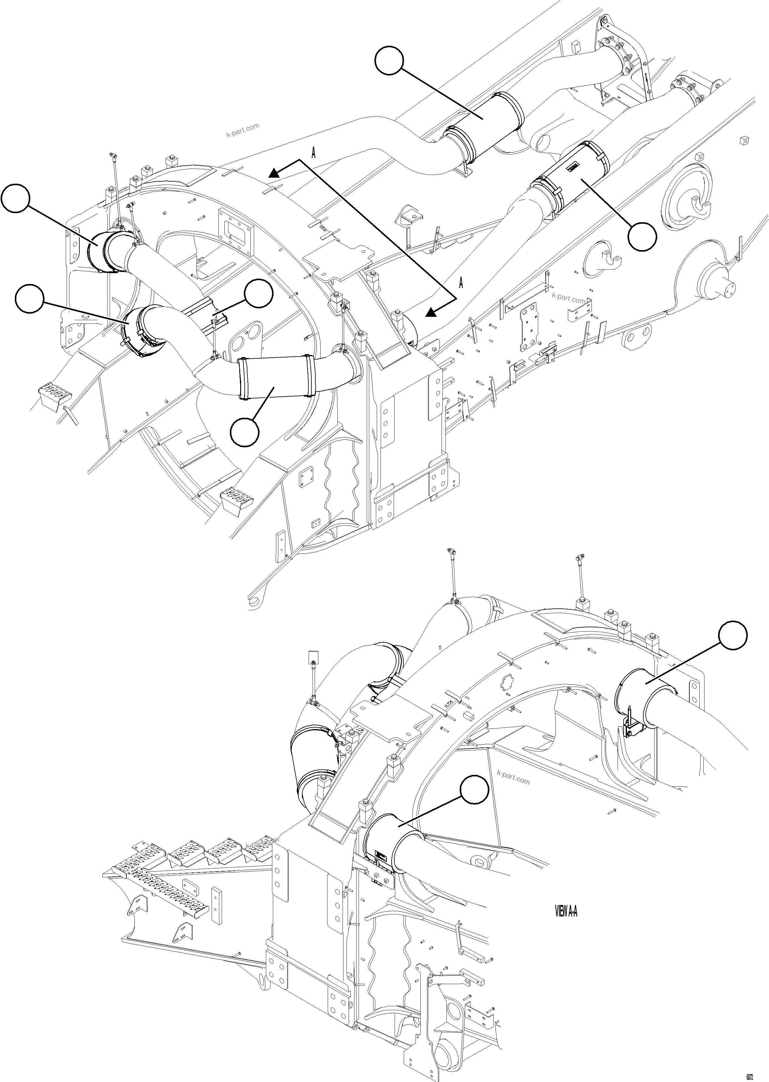 Komatsu parts book diagram for AFE77-CN 830E-5 S/N A50294 - A50295  SMS: EXHAUST BLANKETS