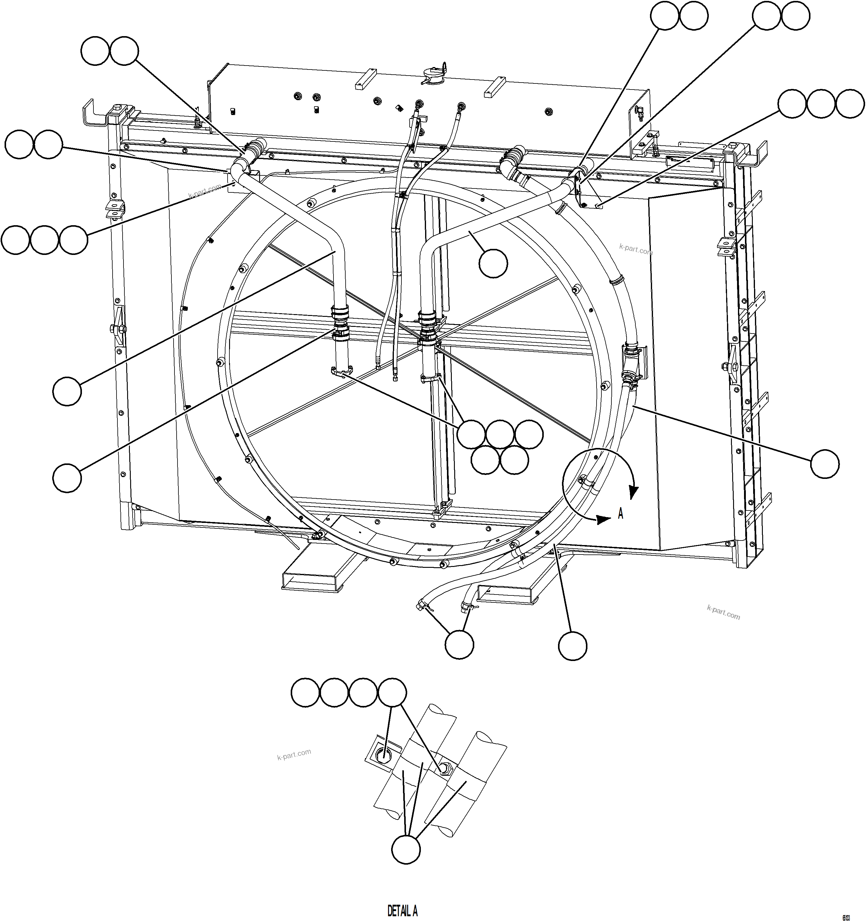 Komatsu parts book diagram for AFE77-CN 830E-5 S/N A50294 - A50295  SMS: RADIATOR PIPING    2/5