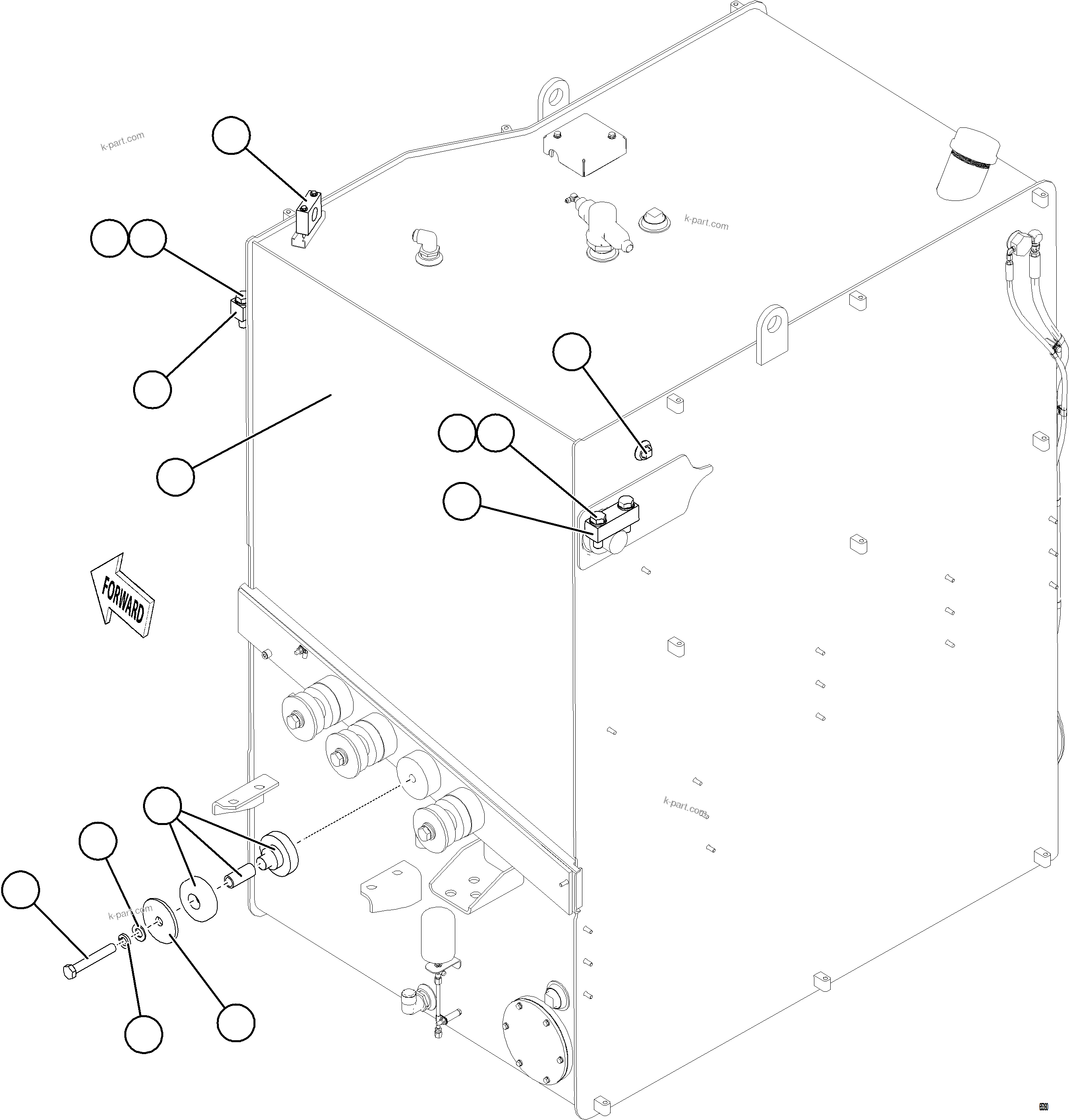 Komatsu parts book diagram for AFE77-CN 830E-5 S/N A50294 - A50295  SMS: FUEL TANK INSTALLATION