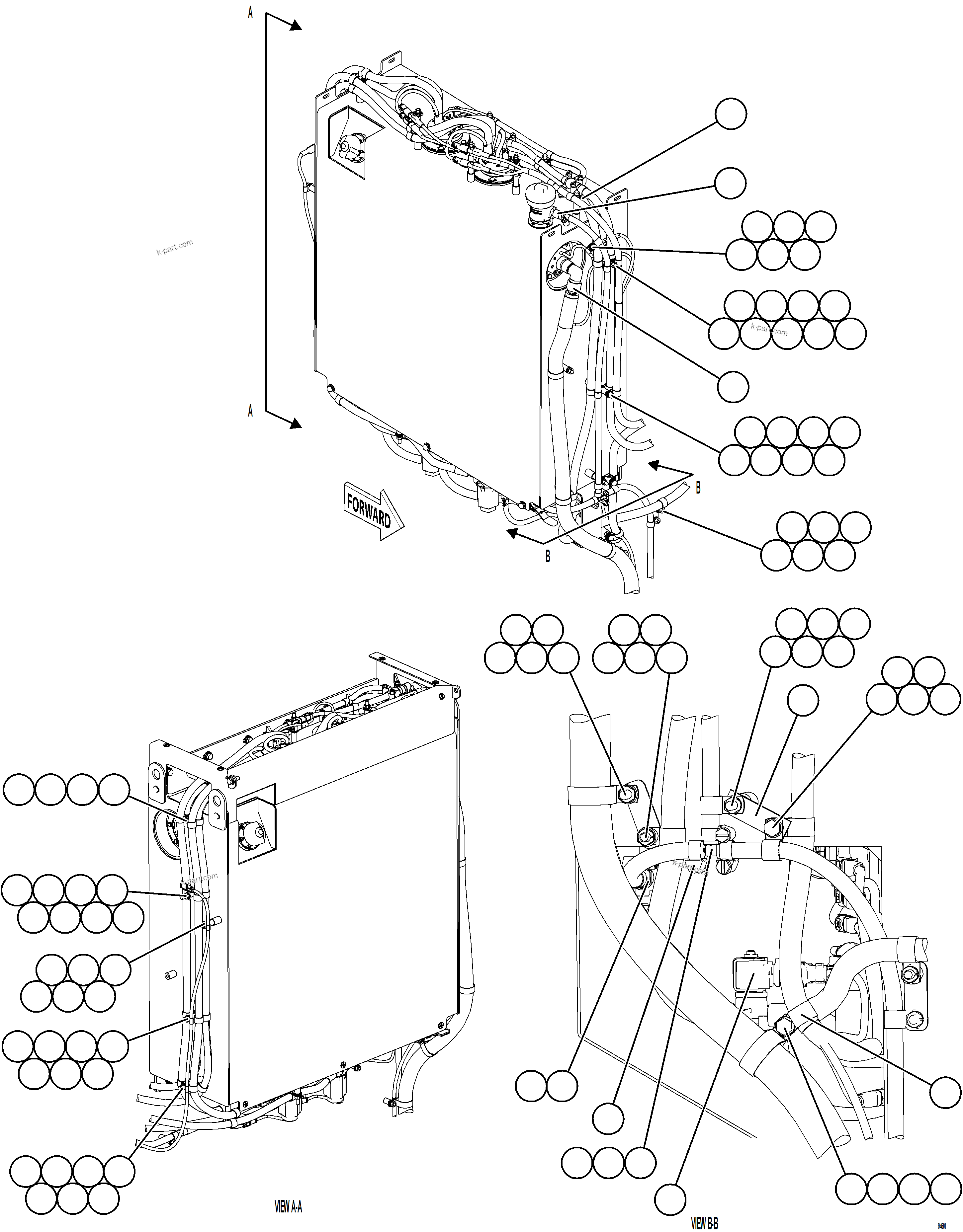 Komatsu parts book diagram for AFE77-CN 830E-5 S/N A50294 - A50295  SMS: DEF TANK HOSE CONNECTION - SIDES