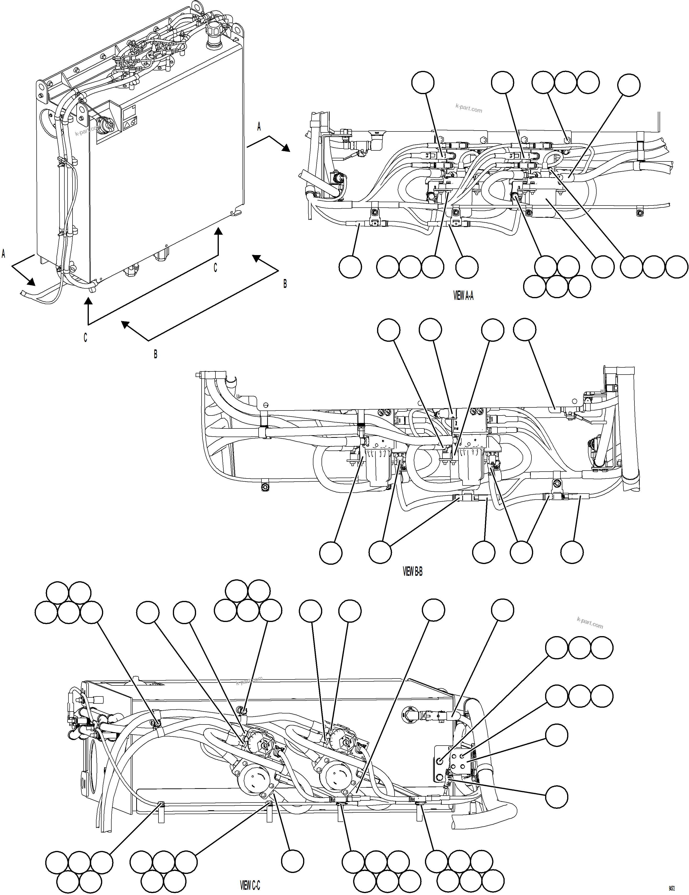 Komatsu parts book diagram for AFE77-CN 830E-5 S/N A50294 - A50295  SMS: DEF TANK HOSE CONNECTION - BOTTOM