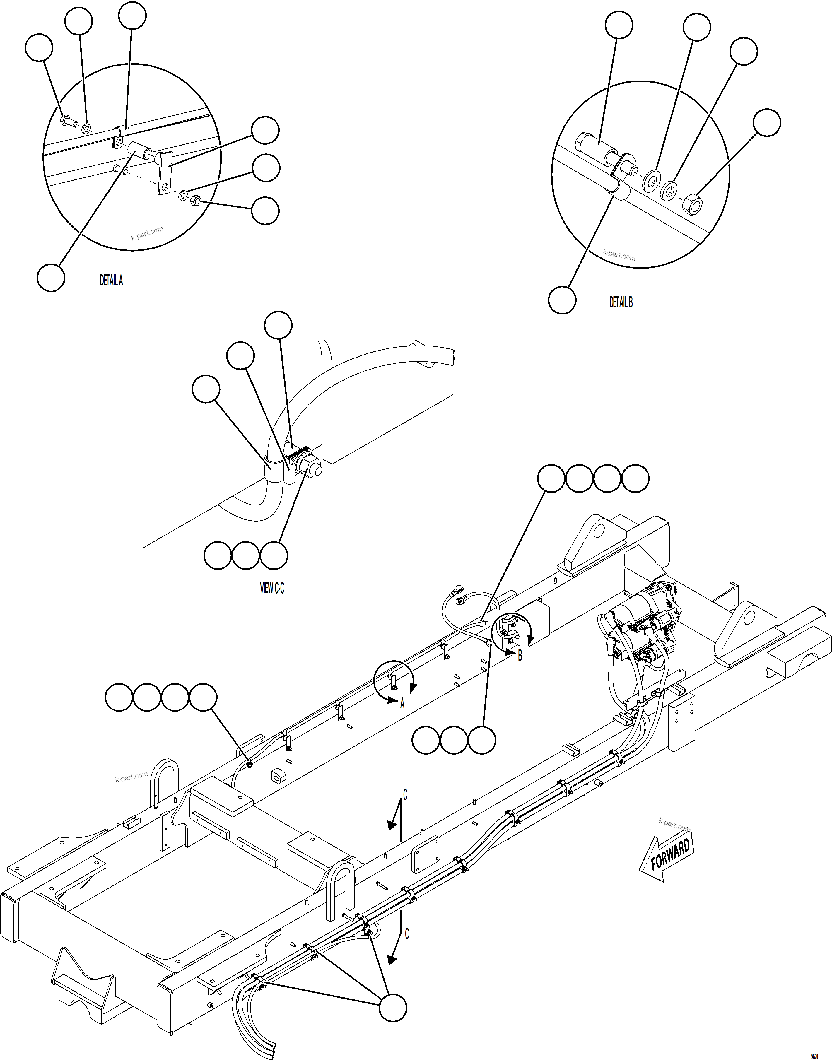 Komatsu parts book diagram for AFE77-CN 830E-5 S/N A50294 - A50295  SMS: ENGINE PRELUBE WIRING    1/2