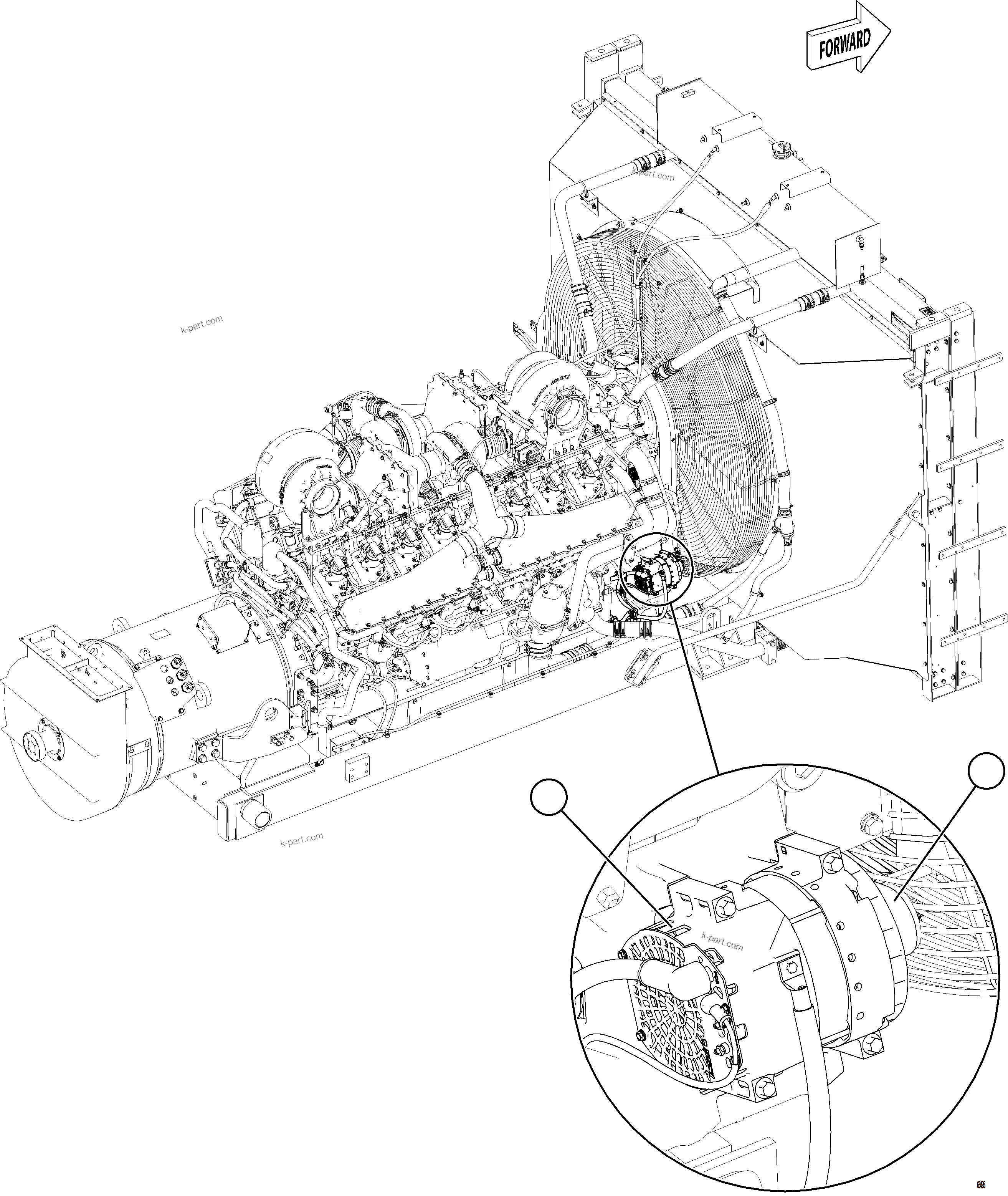 Komatsu parts book diagram for AFE77-CN 830E-5 S/N A50294 - A50295  SMS: BATTERY CHARGING ALTERNATOR INSTALLATION
