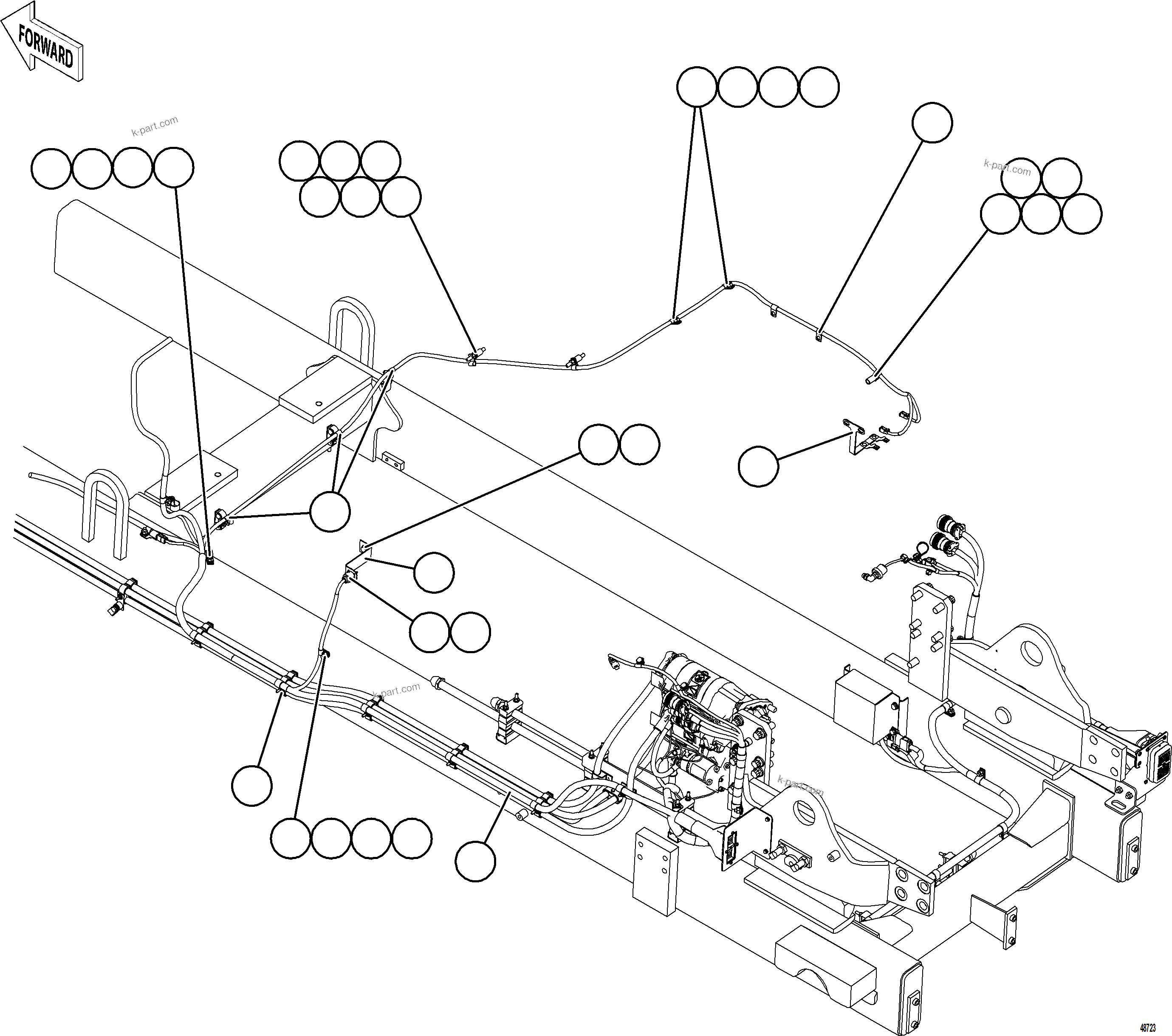 Komatsu parts book diagram for AFE77-CN 830E-5 S/N A50294 - A50295  SMS: EXTERNAL ENGINE WIRING HARNESS INSTALLATION    3/4