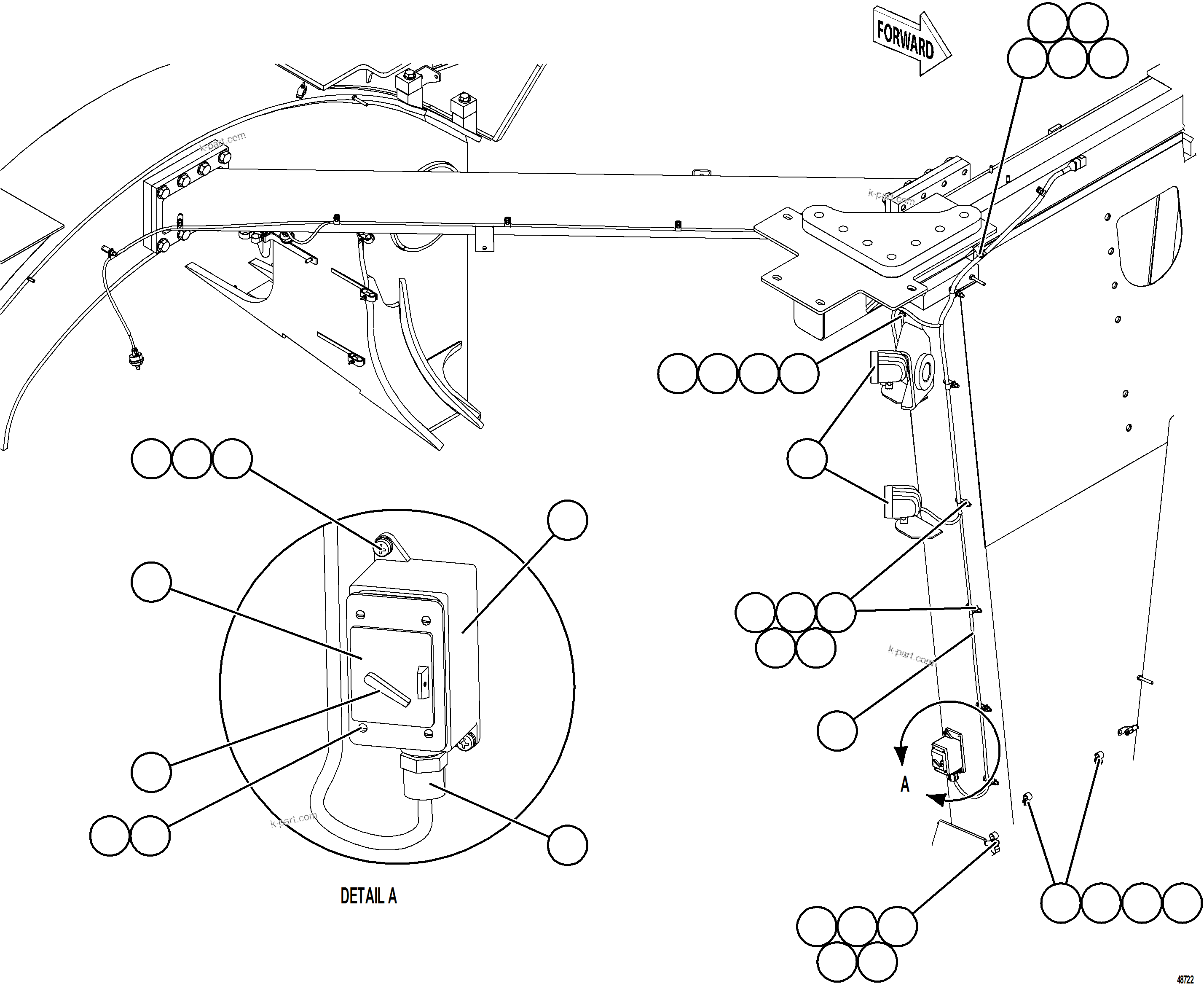 Komatsu parts book diagram for AFE77-CN 830E-5 S/N A50294 - A50295  SMS: LH ENGINE BAY LIGHTS & SWITCH