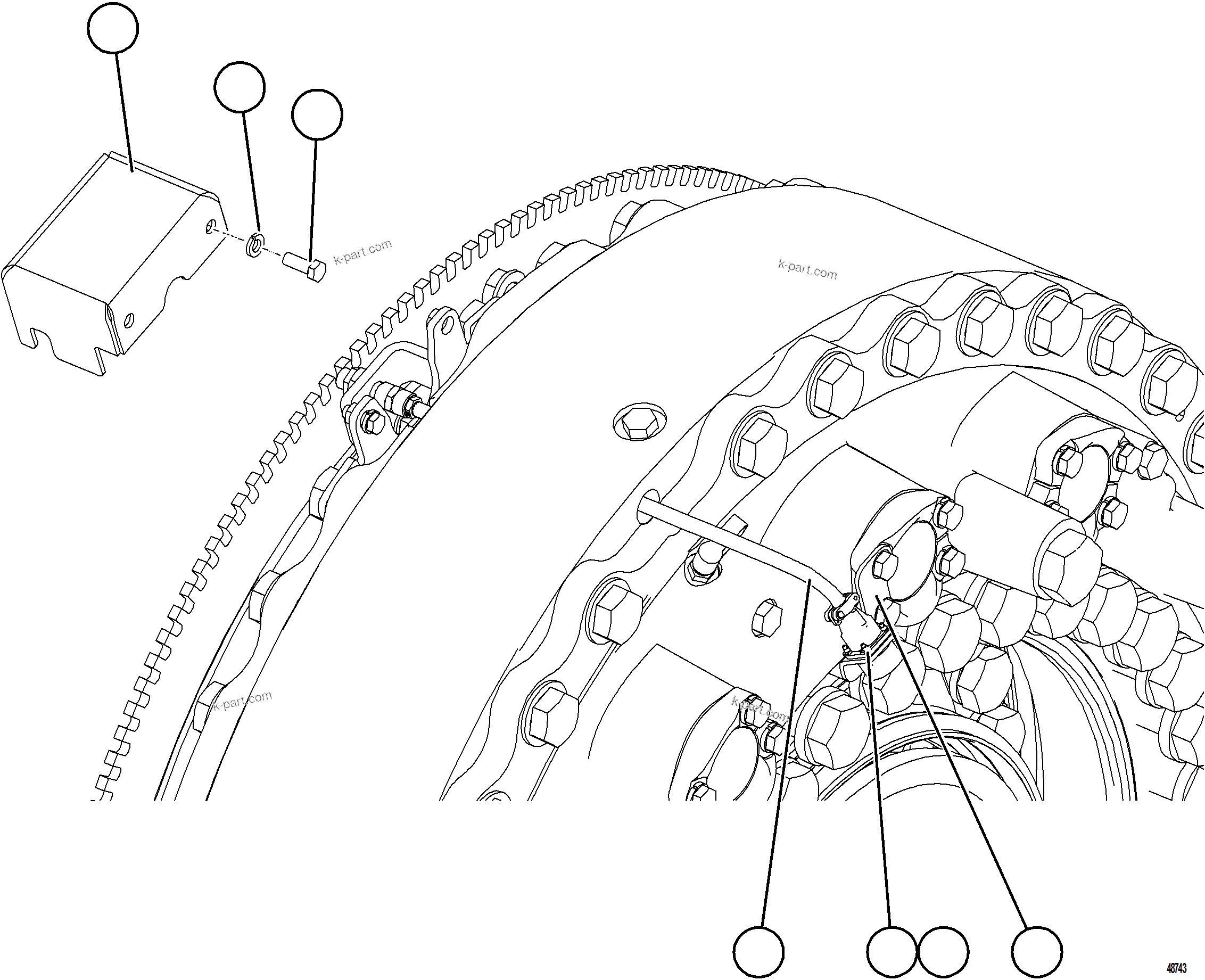 Komatsu parts book diagram for AFE77-CN 830E-5 S/N A50294 - A50295  SMS: FRONT WHEEL SPEED SENSOR INSTALLATION