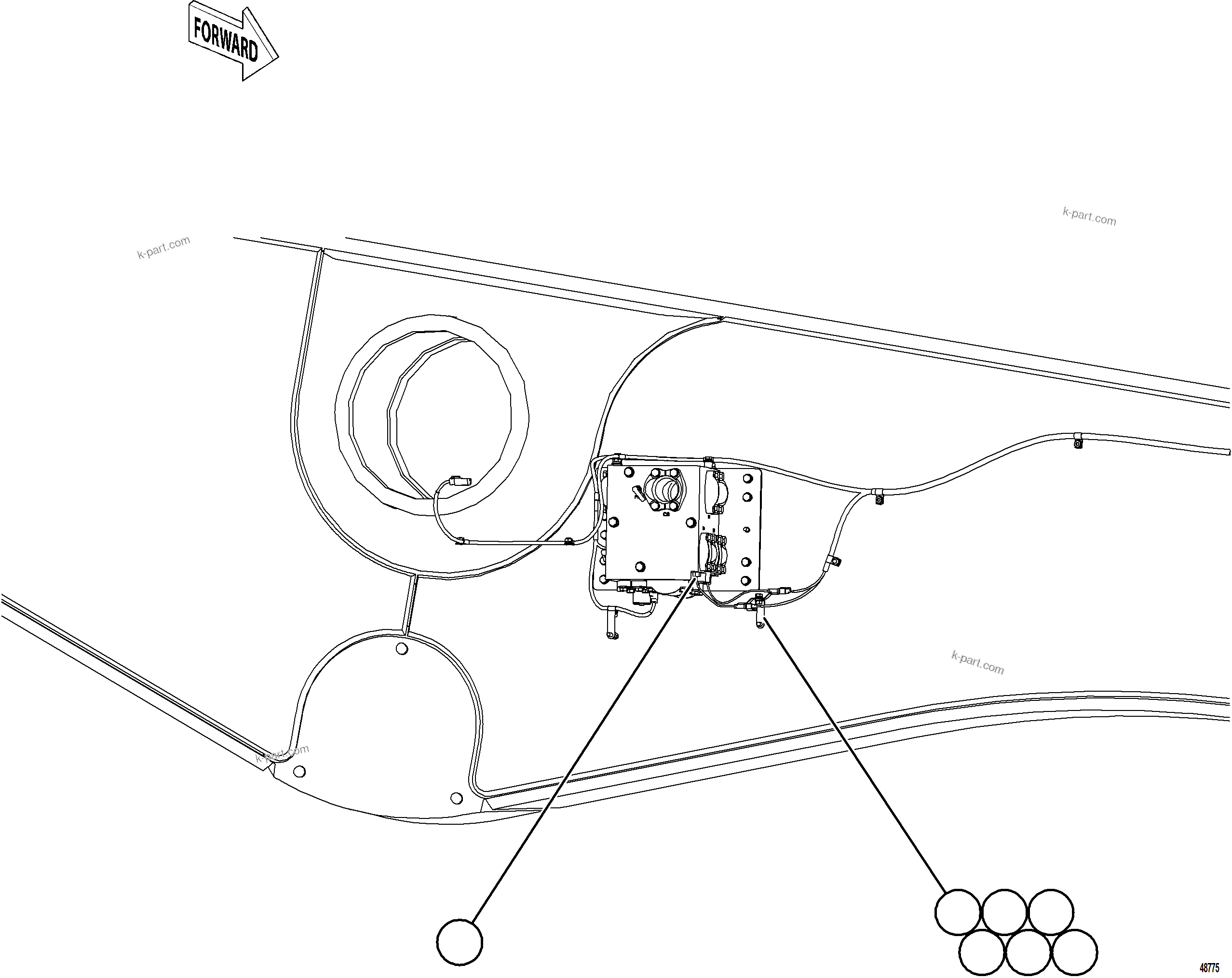 Komatsu parts book diagram for AFE77-CN 830E-5 S/N A50294 - A50295  SMS: LEFT REAR FRAME RAIL HARNESS    2/2