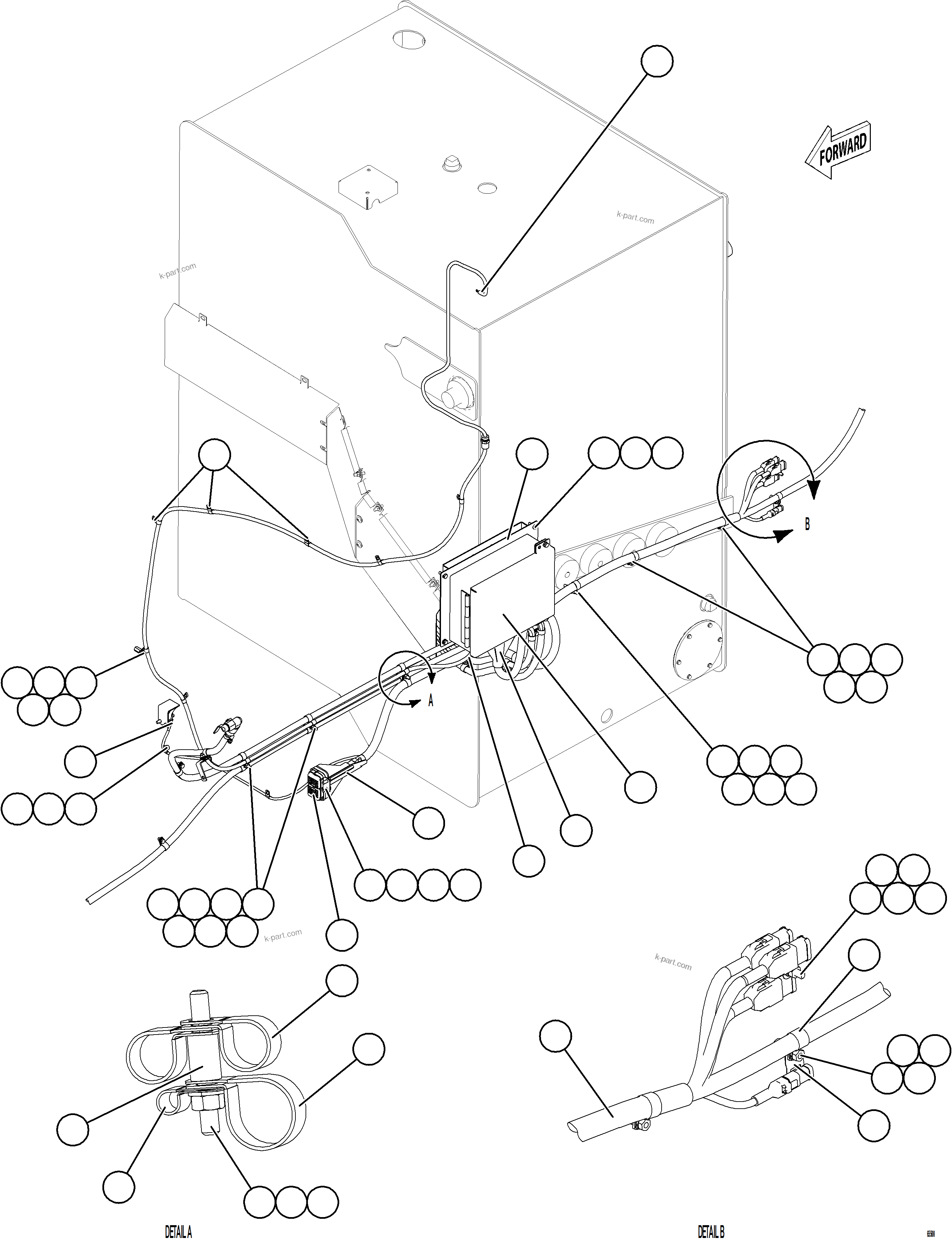 Komatsu parts book diagram for AFE77-CN 830E-5 S/N A50294 - A50295  SMS: DEF SYSTEM WIRING    1/3