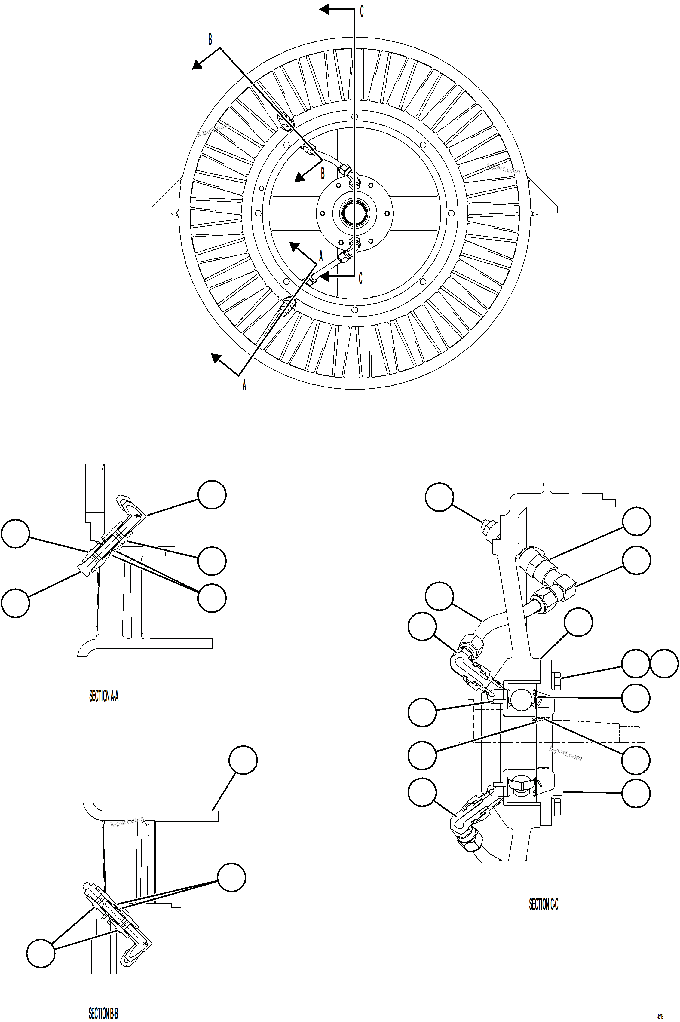 Komatsu parts book diagram for AFE77-CN 830E-5 S/N A50294 - A50295  SMS: GRID BLOWER MOTOR    4/4