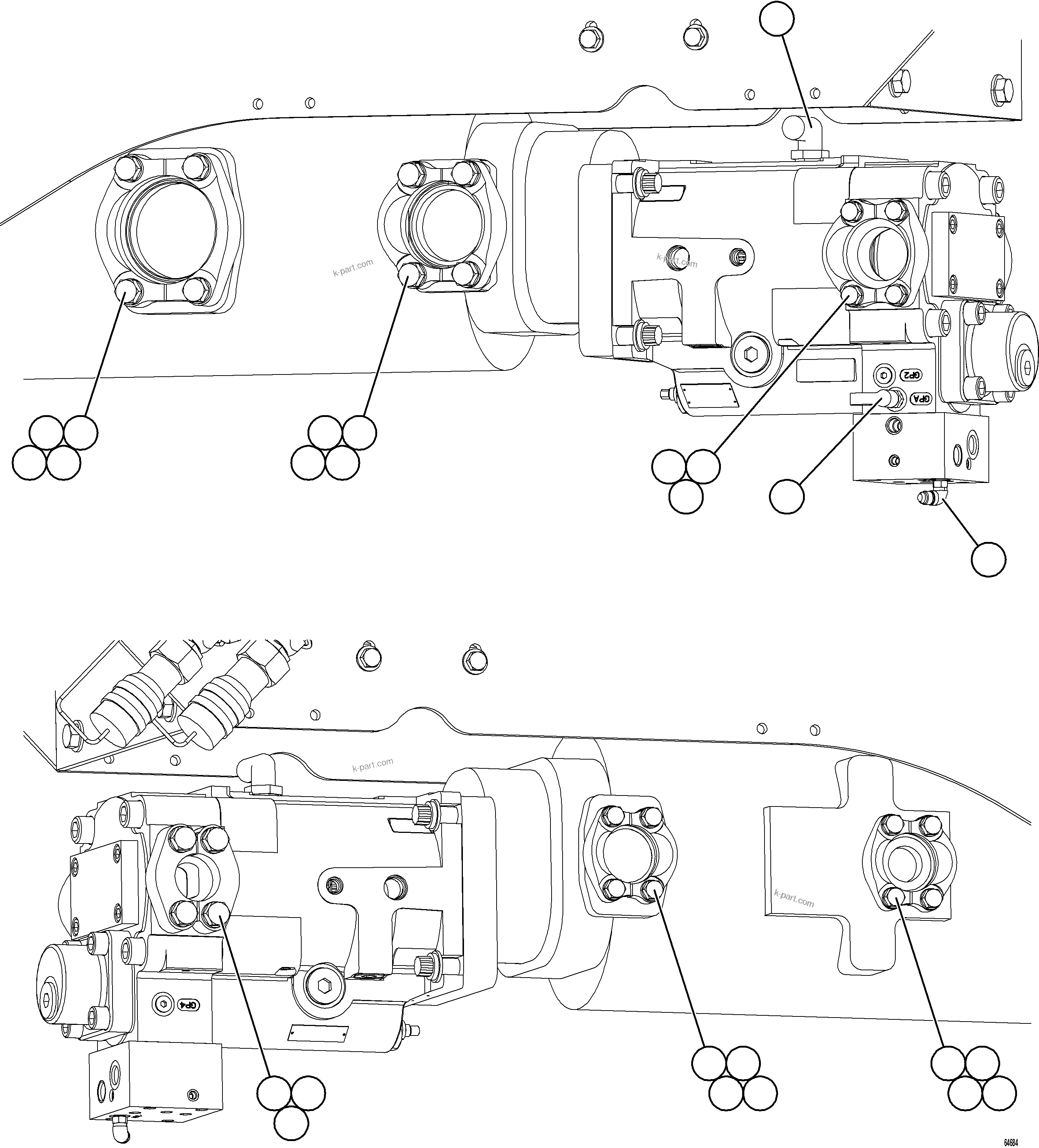 Komatsu parts book diagram for AFE77-CN 830E-5 S/N A50294 - A50295  SMS: VALVE/PUMP MODULE PIPING    3/3