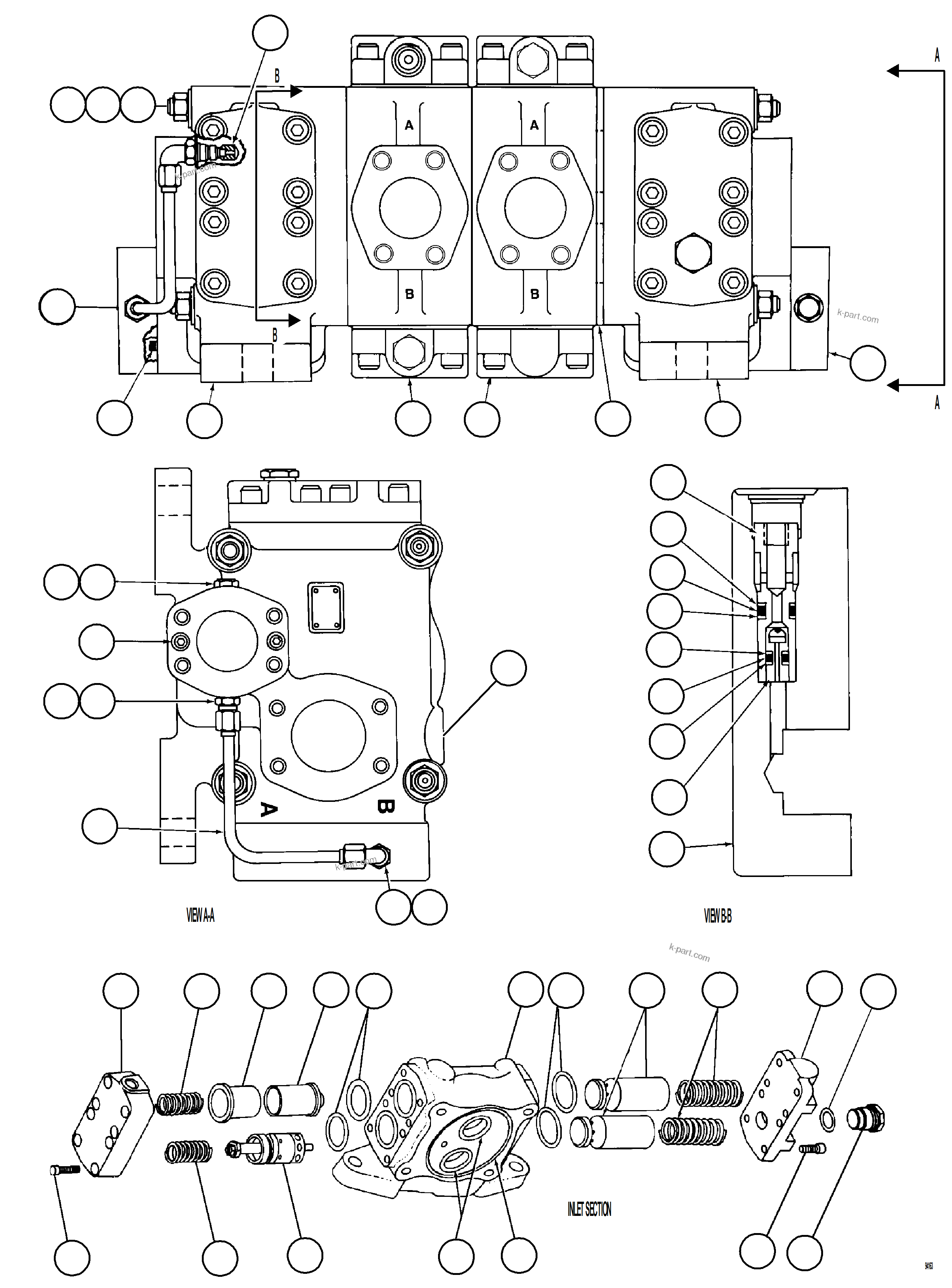 Komatsu parts book diagram for AFE77-CN 830E-5 S/N A50294 - A50295  SMS: HOIST CONTROL VALVE ASSEMBLY