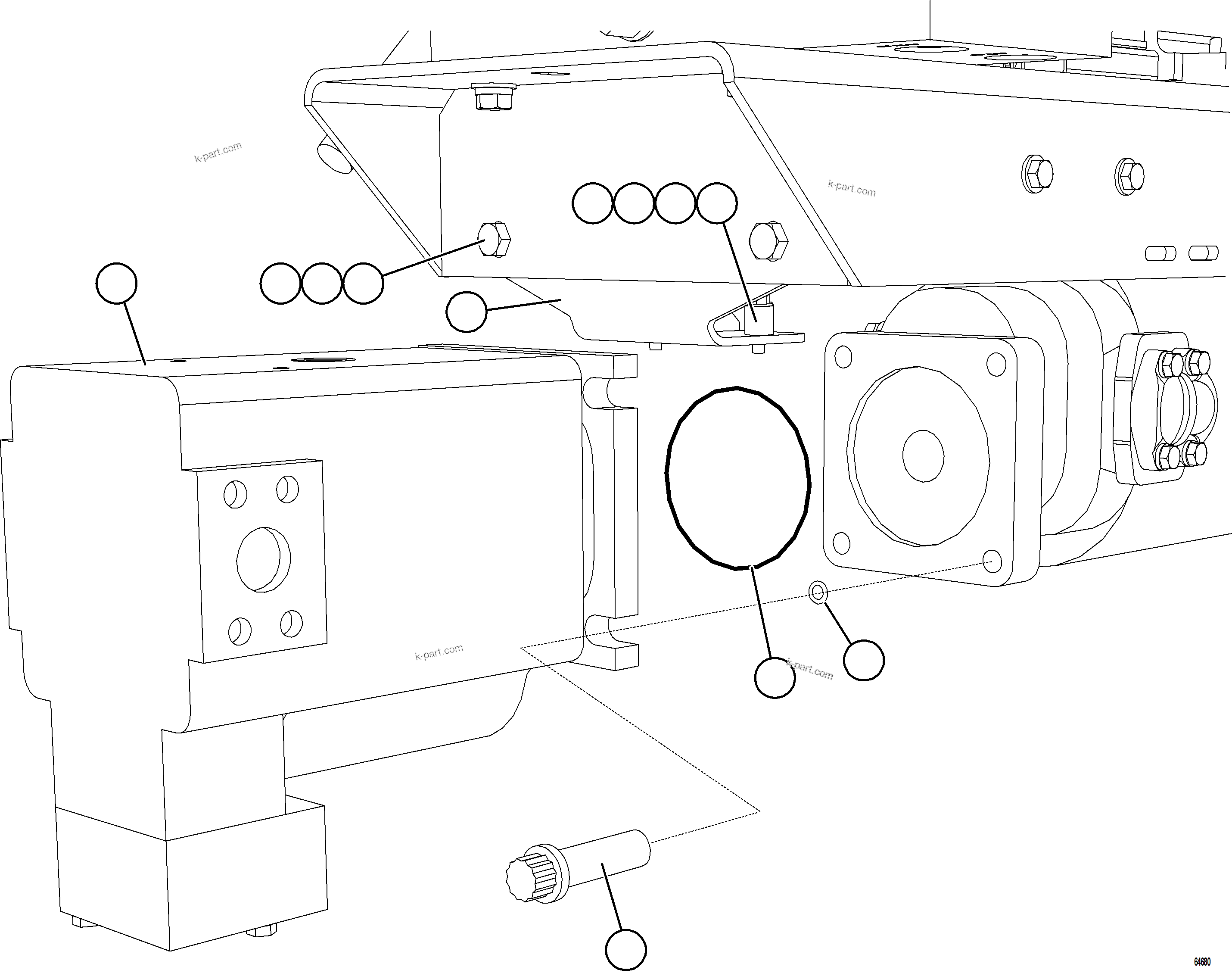 Komatsu parts book diagram for AFE77-CN 830E-5 S/N A50294 - A50295  SMS: STEERING PUMP INSTALLATION