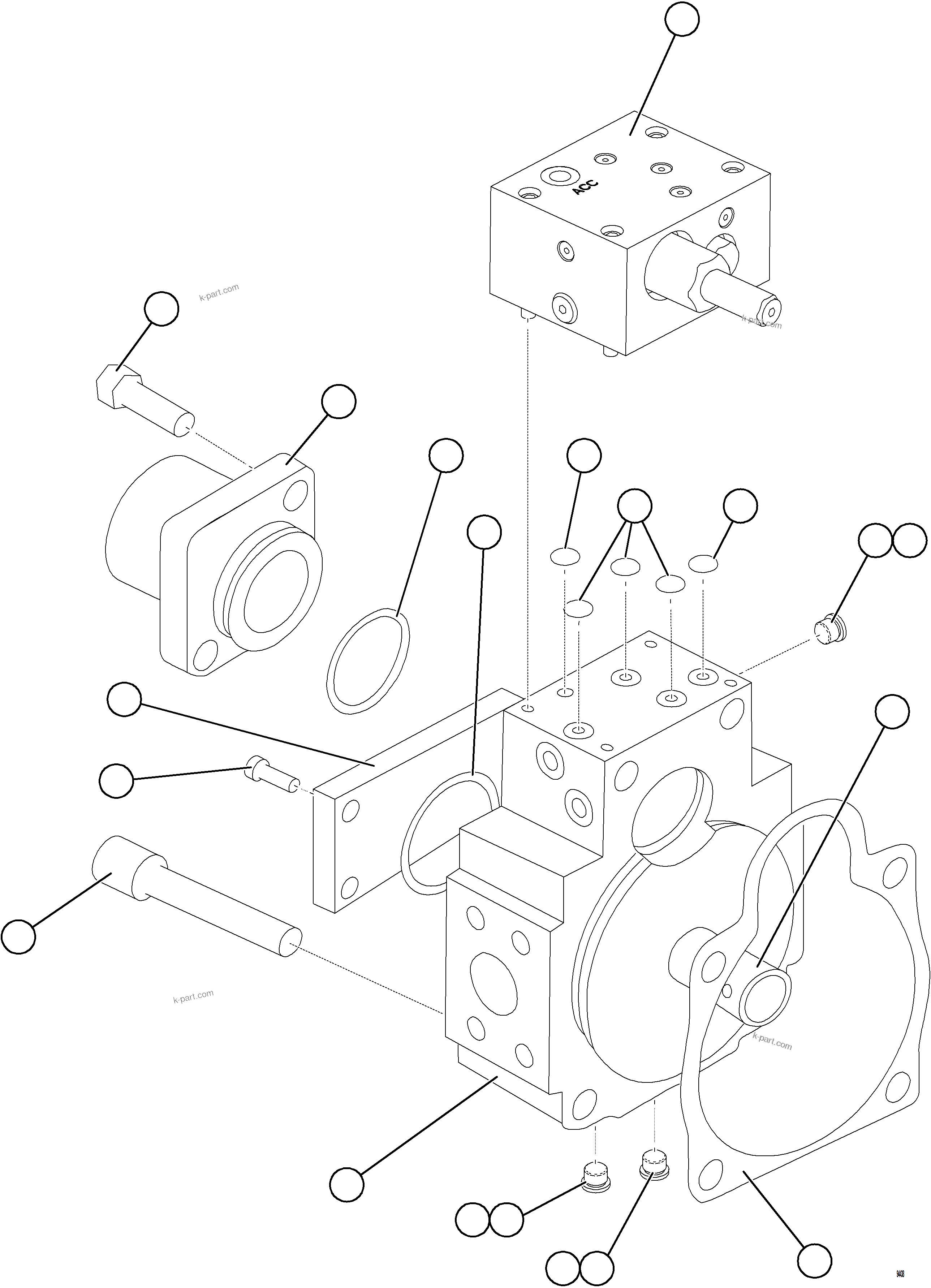 Komatsu parts book diagram for AFE77-CN 830E-5 S/N A50294 - A50295  SMS: STEERING PUMP HOUSING (REAR)