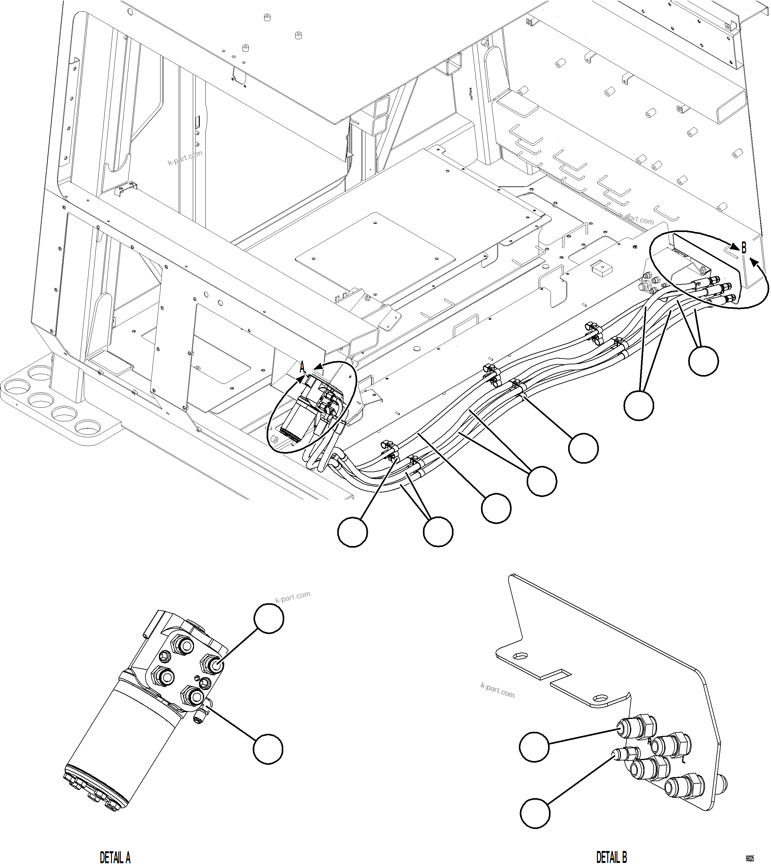 Komatsu parts book diagram for AFE77-CN 830E-5 S/N A50294 - A50295  SMS: STEERING CONTROL UNIT PIPING