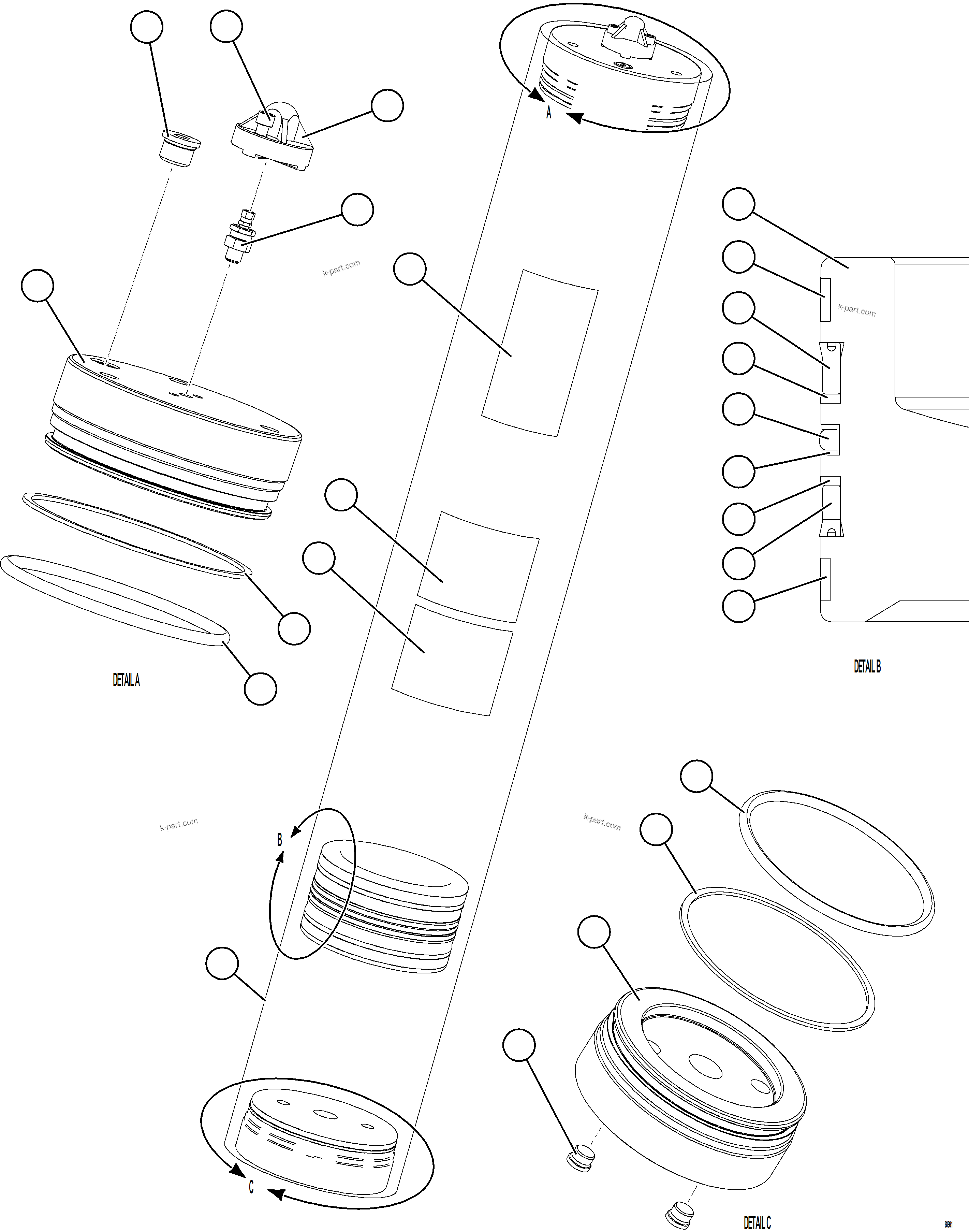 Komatsu parts book diagram for AFE77-CN 830E-5 S/N A50294 - A50295  SMS: PISTON ACCUMULATOR ASSY (10 GAL)